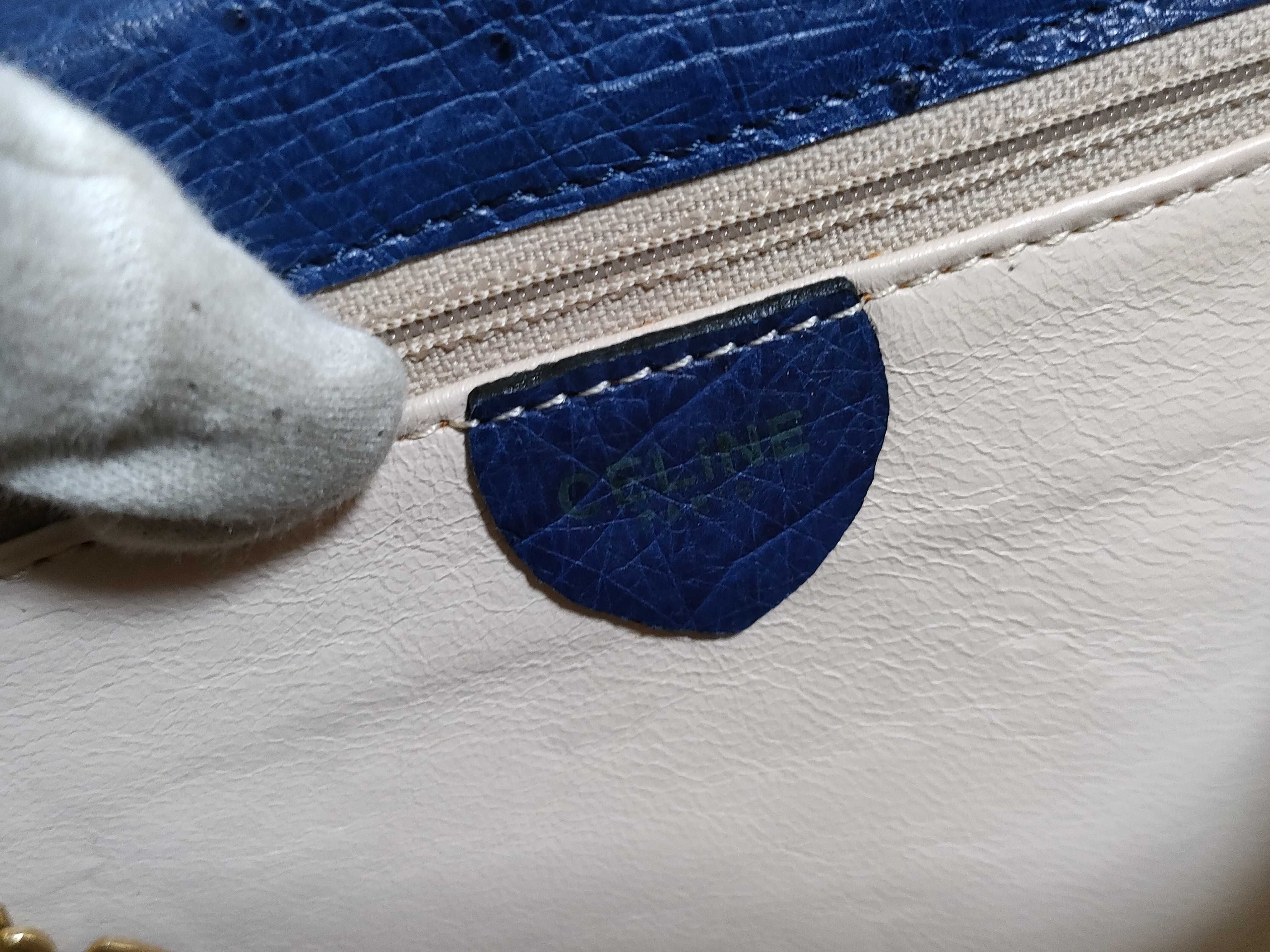 【水曜終了】(10709_0072)CELINE CELINE ハンドバッグ オーストリッチ ガンチーニ