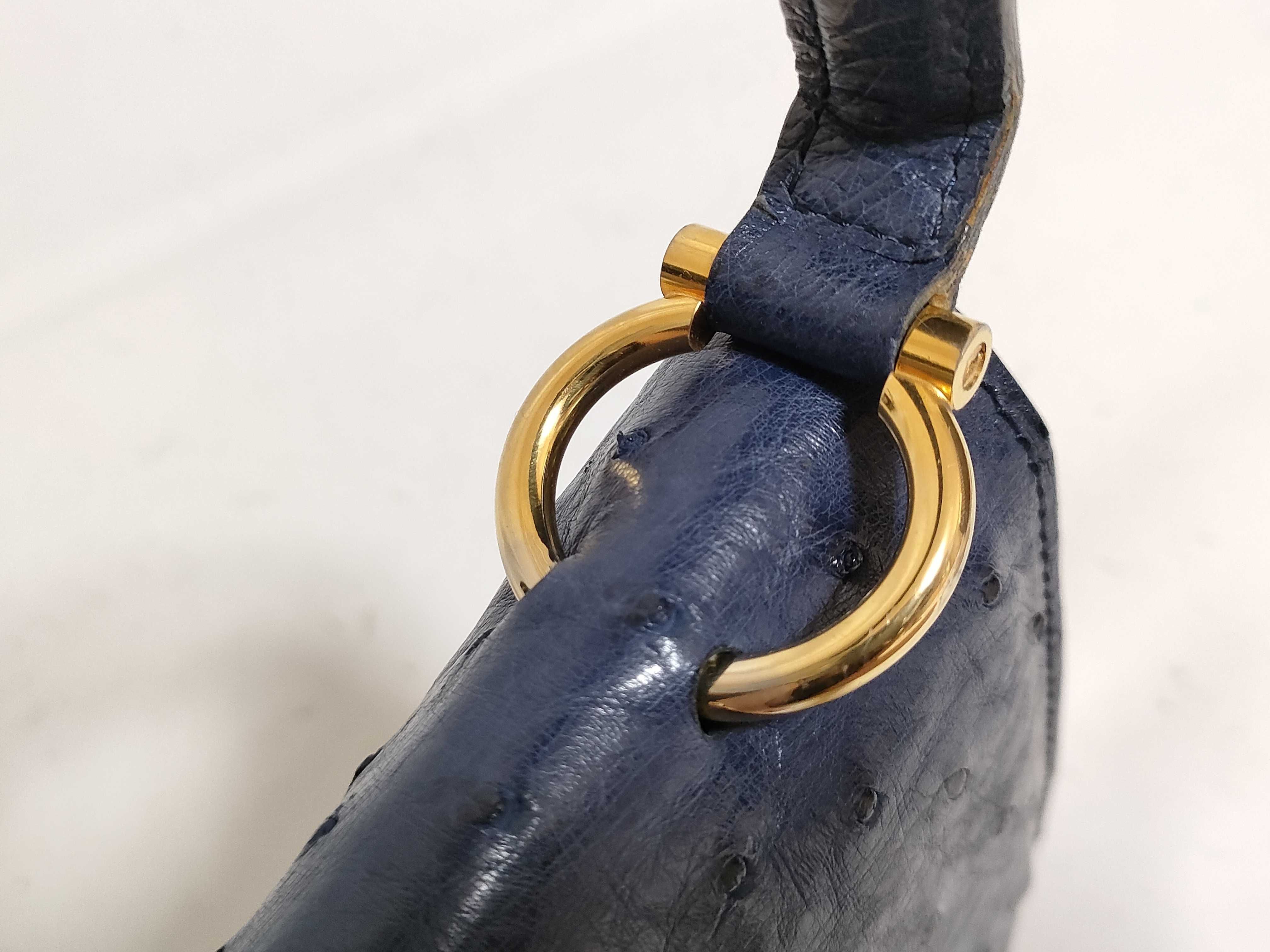 【水曜終了】(10709_0072)CELINE CELINE ハンドバッグ オーストリッチ ガンチーニ