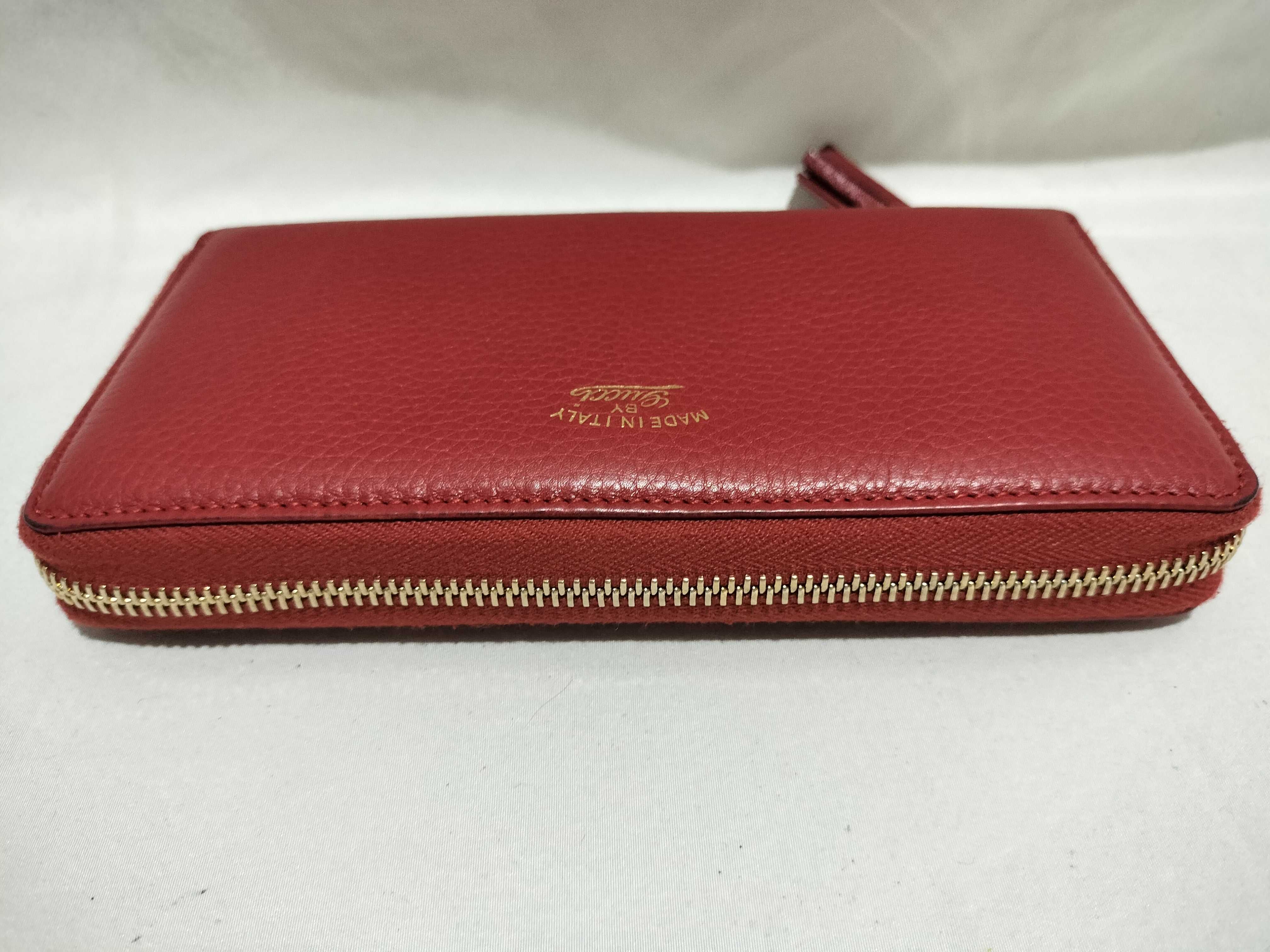 【水曜終了】(10230_0001)GUCCI バンブー レザー ラウンドジップ レッド 長財布 307984 財布