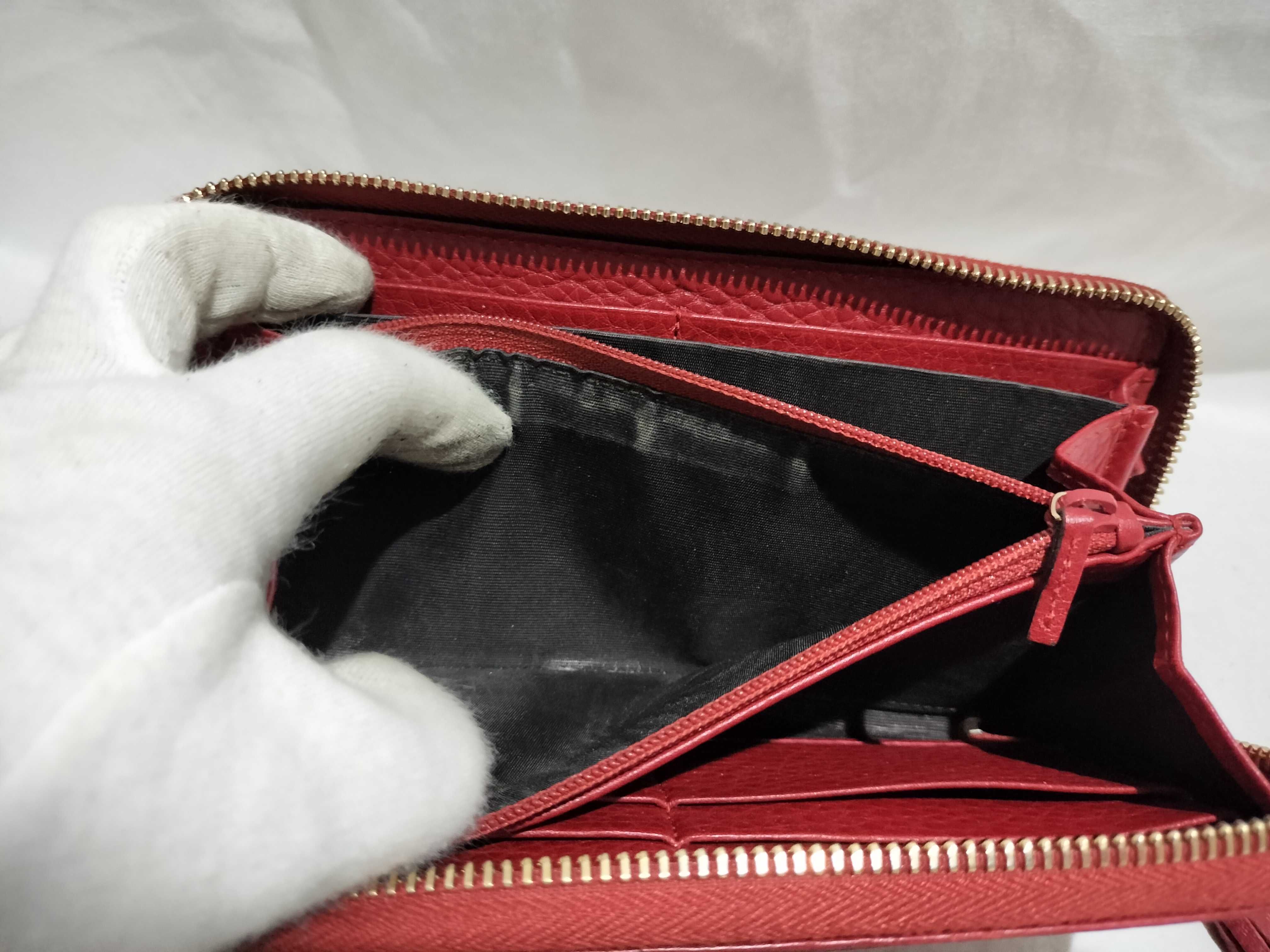 【水曜終了】(10230_0001)GUCCI バンブー レザー ラウンドジップ レッド 長財布 307984 財布