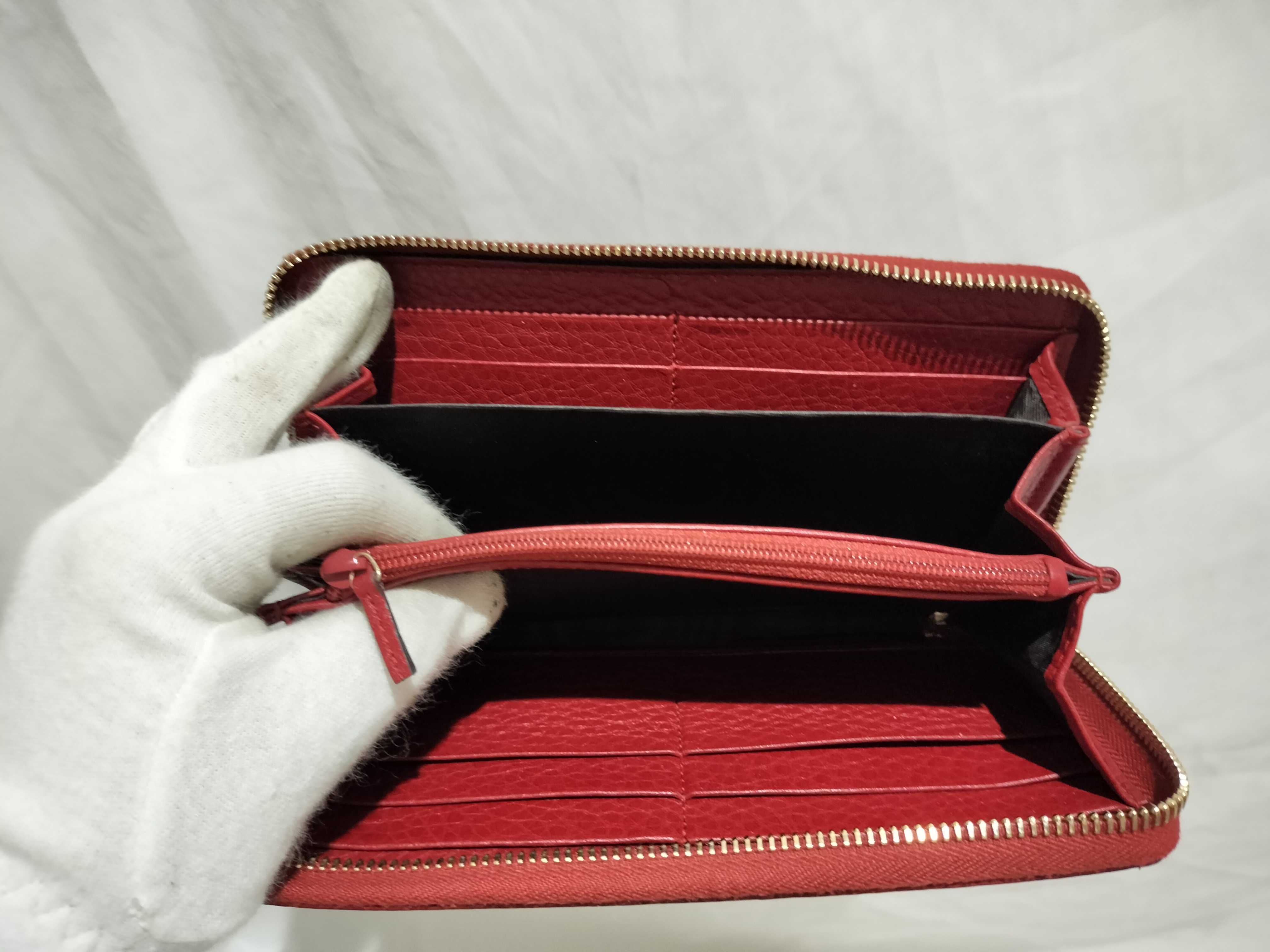 【水曜終了】(10230_0001)GUCCI バンブー レザー ラウンドジップ レッド 長財布 307984 財布