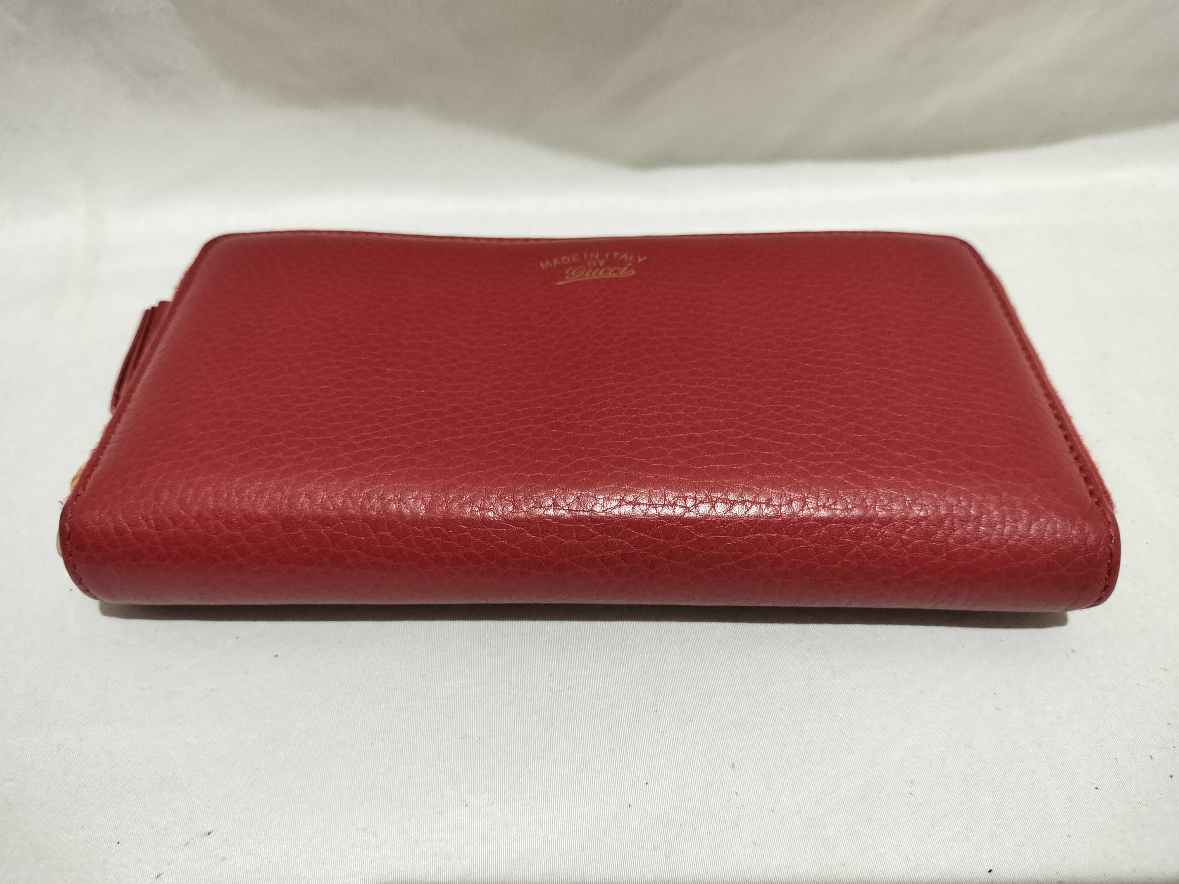【水曜終了】(10230_0001)GUCCI バンブー レザー ラウンドジップ レッド 長財布 307984 財布