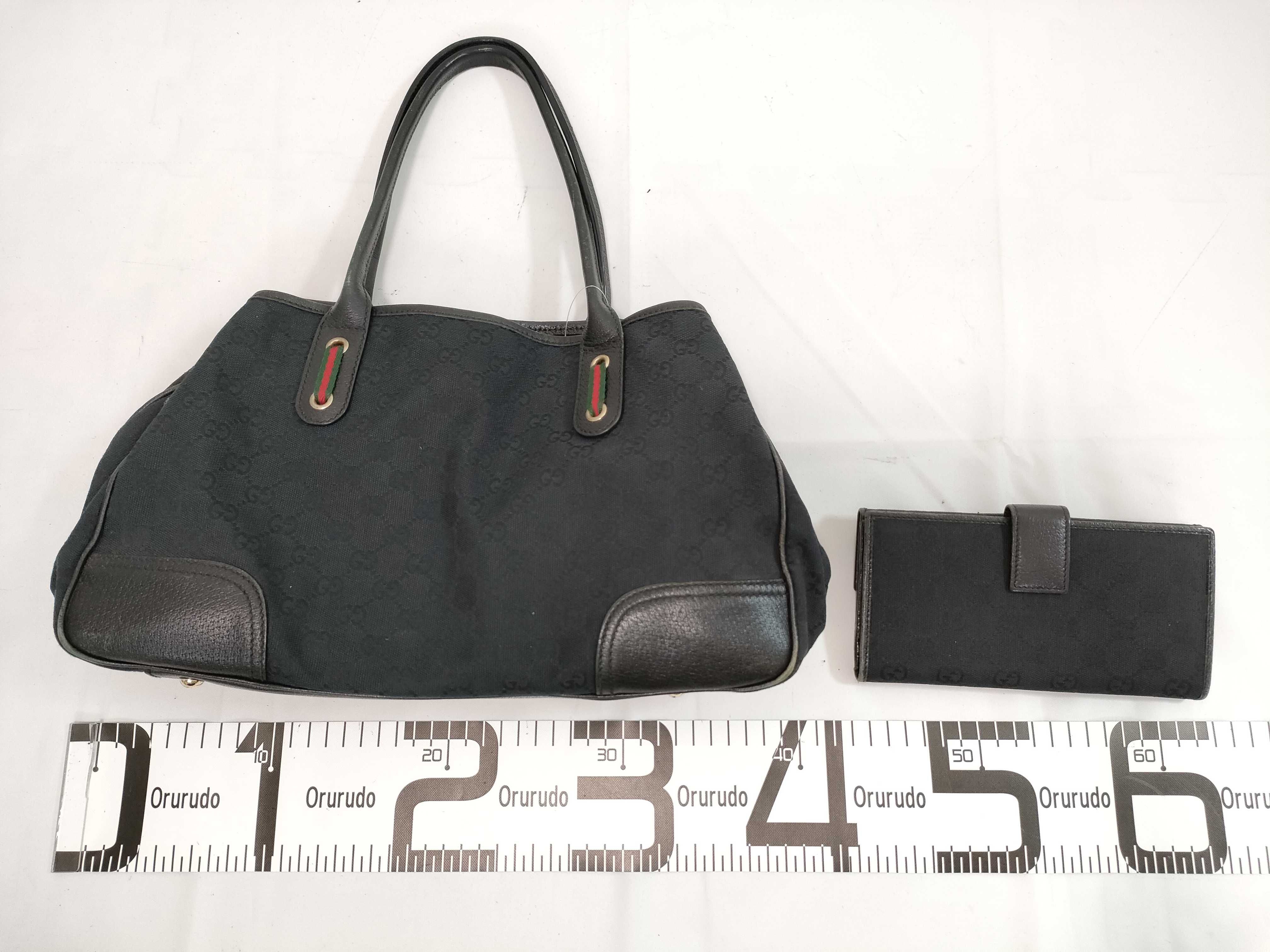 【水曜終了】(10223_0132)GUCCI GGキャンバス 163805 2123 リボン シェリー バッグ/167464 長財布 セット ハンドバッグ