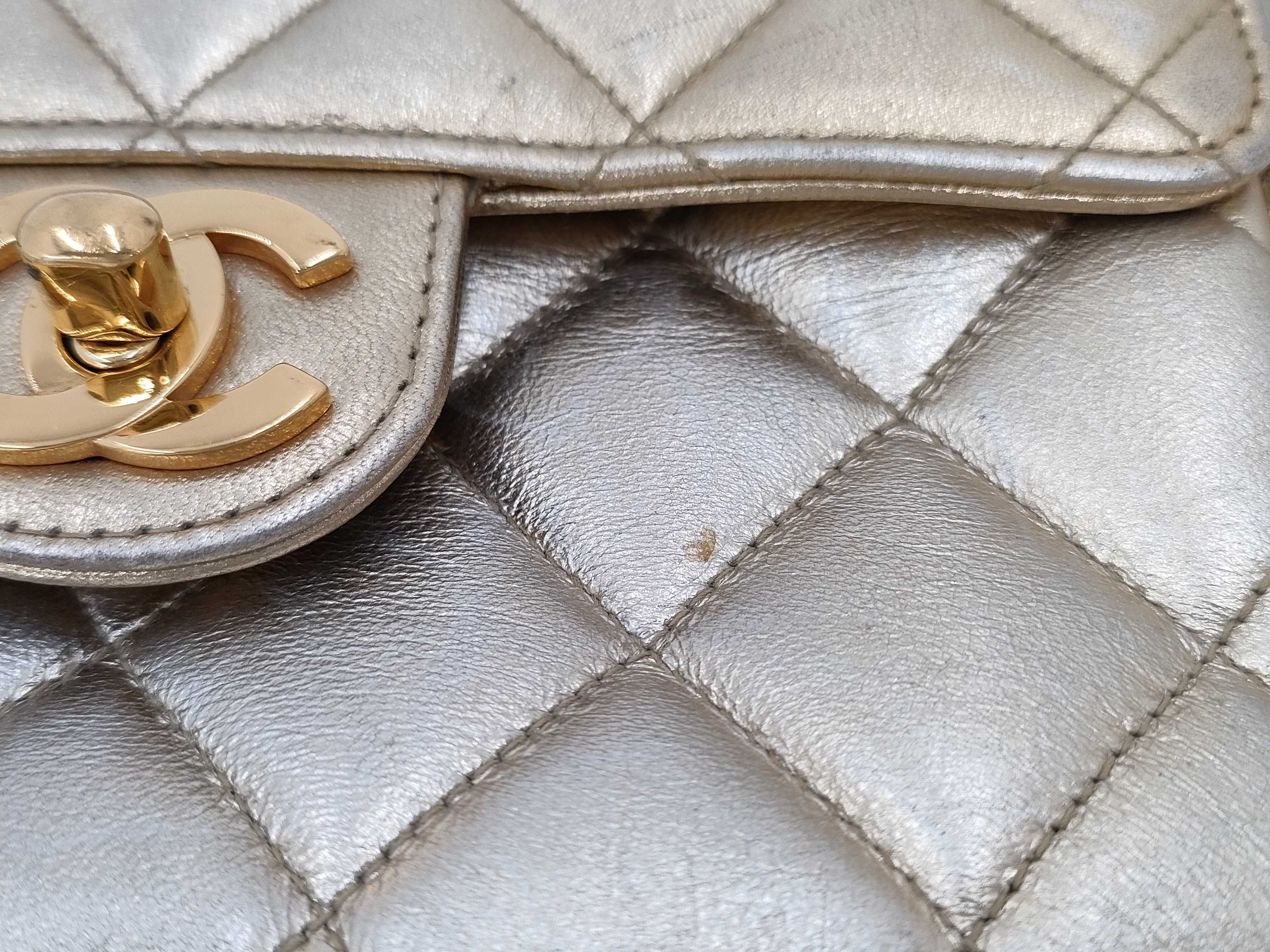 【水曜終了】(10228_0072)CHANEL マトラッセ マトラッセ メタリックゴールド ハンドバッグ