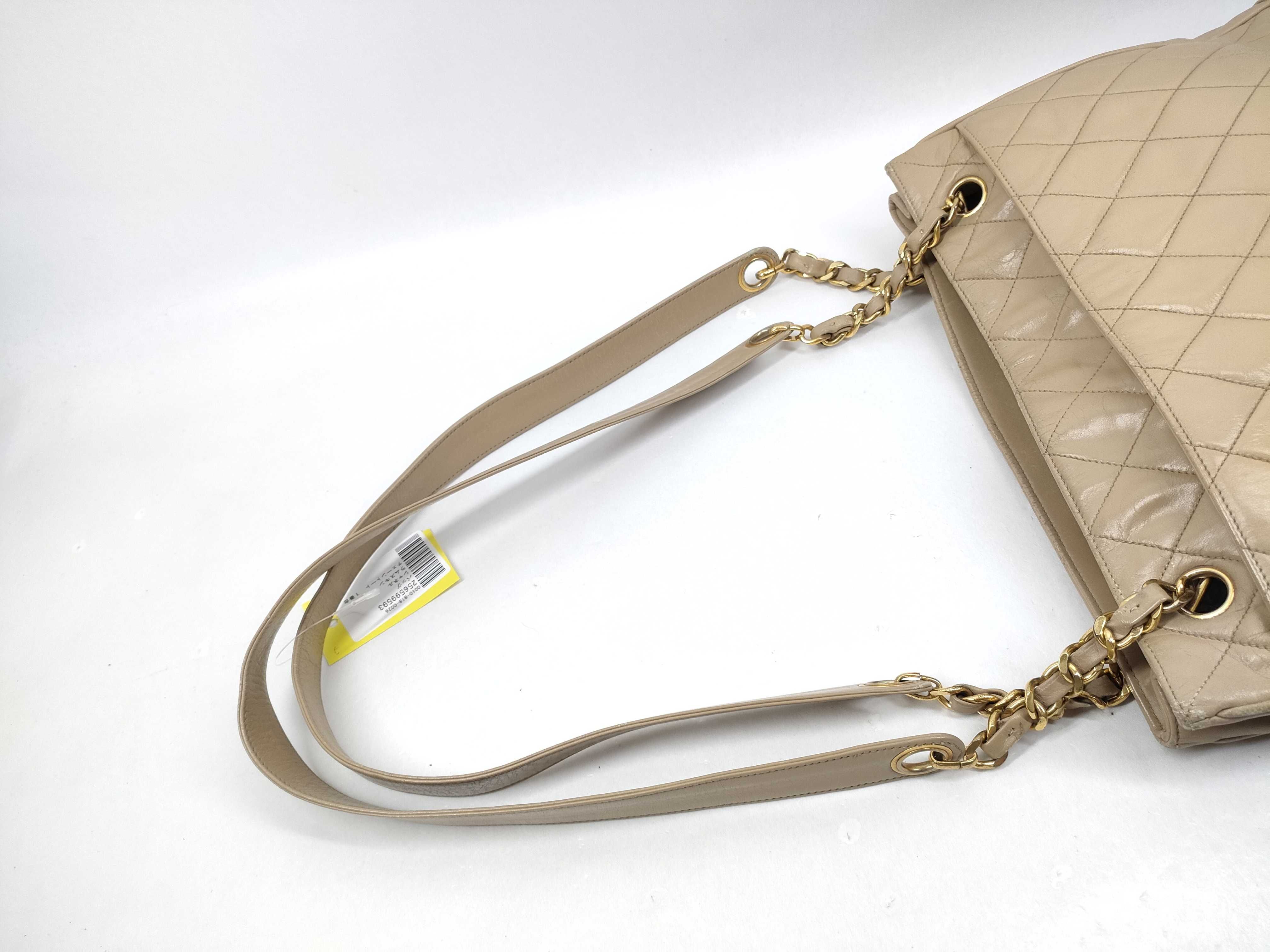 【水曜終了】(10228_0129)CHANEL ラムスキン チェーントート 1番台 トートバッグ