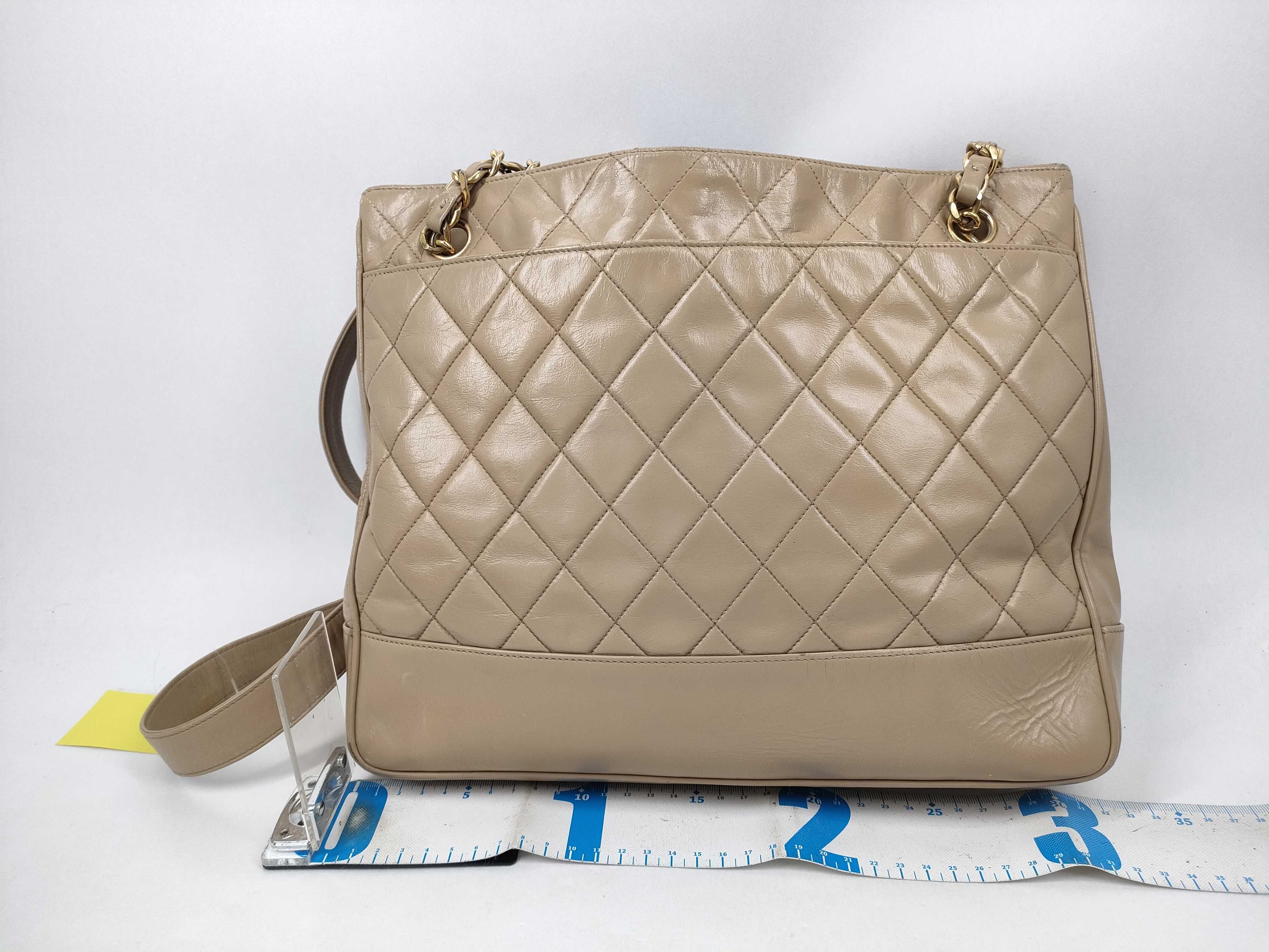 【水曜終了】(10228_0129)CHANEL ラムスキン チェーントート 1番台 トートバッグ