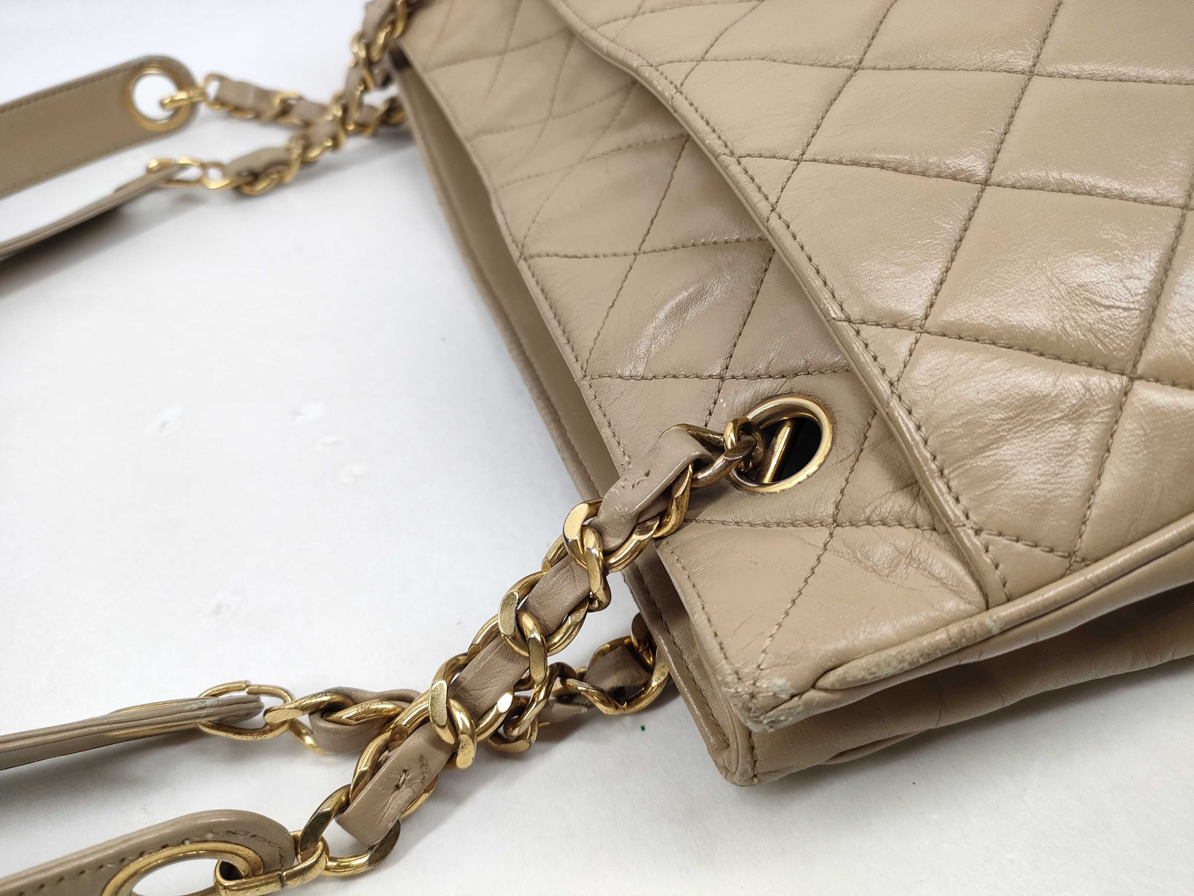 【水曜終了】(10228_0129)CHANEL ラムスキン チェーントート 1番台 トートバッグ