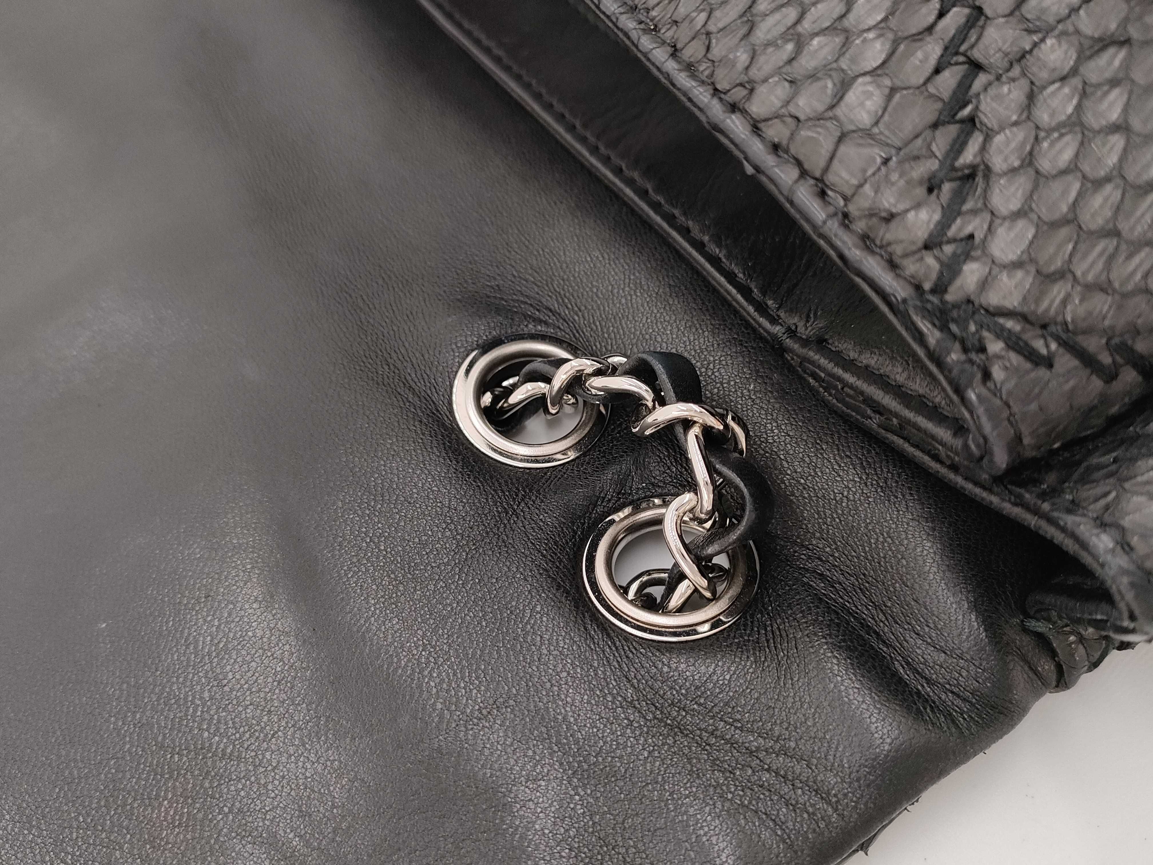 【水曜終了】(10228_0068)▼CHANEL マトラッセ パイソン Wチェーン 15番台 ショルダーバッグ