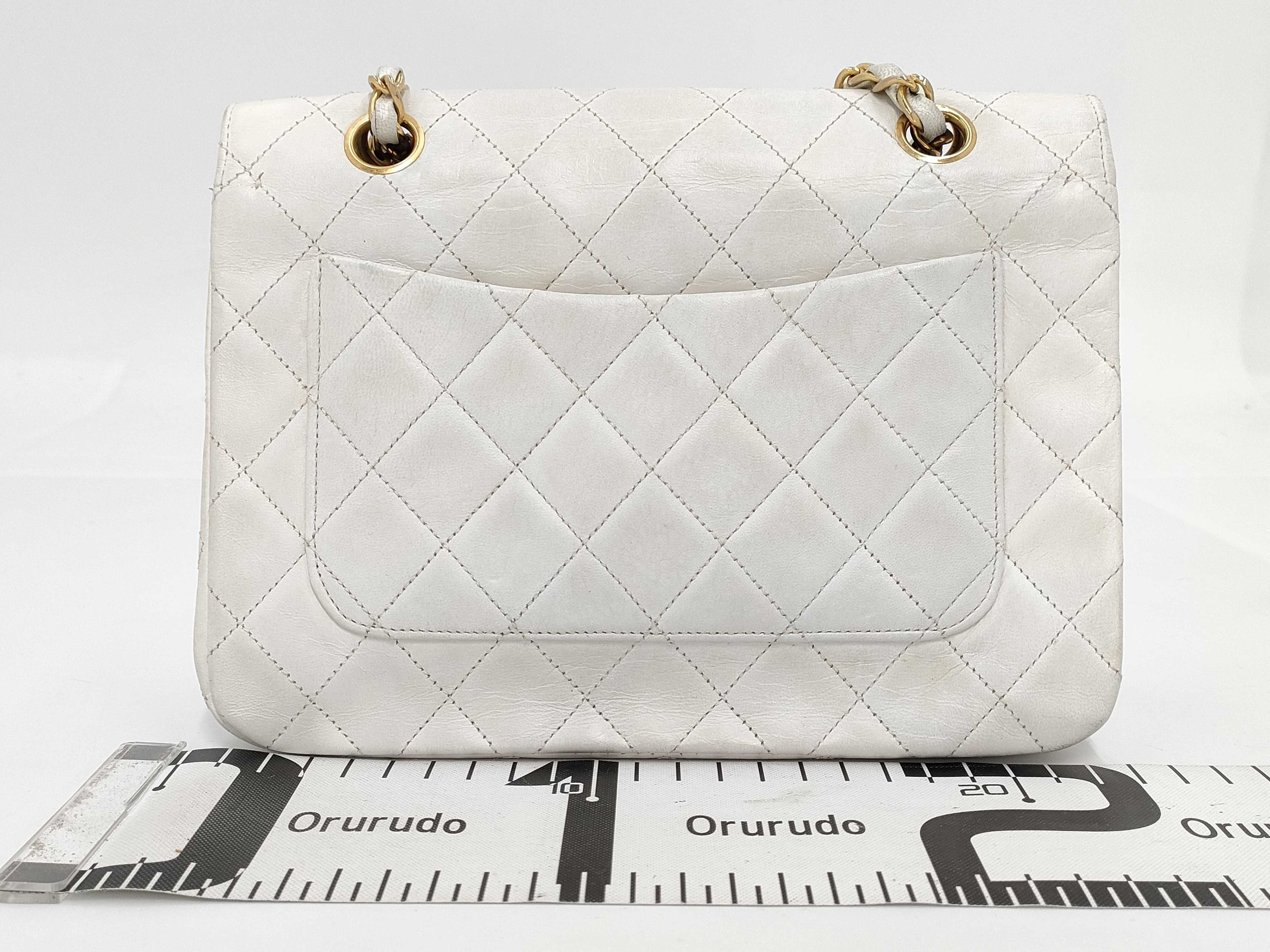 【水曜終了】(10228_0074)CHANEL ラムスキン ショルダー 白 ショルダーバッグ