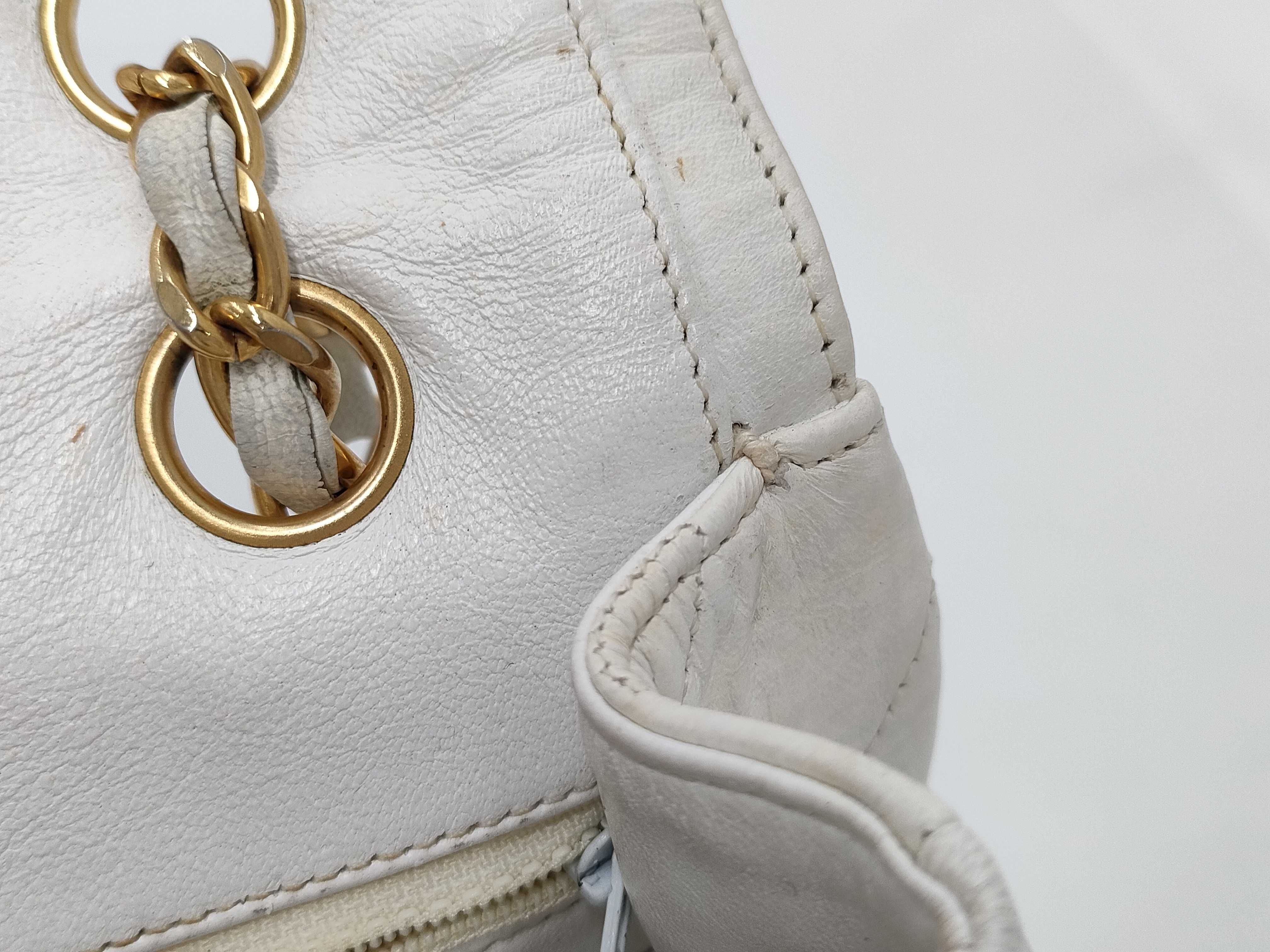 【水曜終了】(10228_0074)CHANEL ラムスキン ショルダー 白 ショルダーバッグ