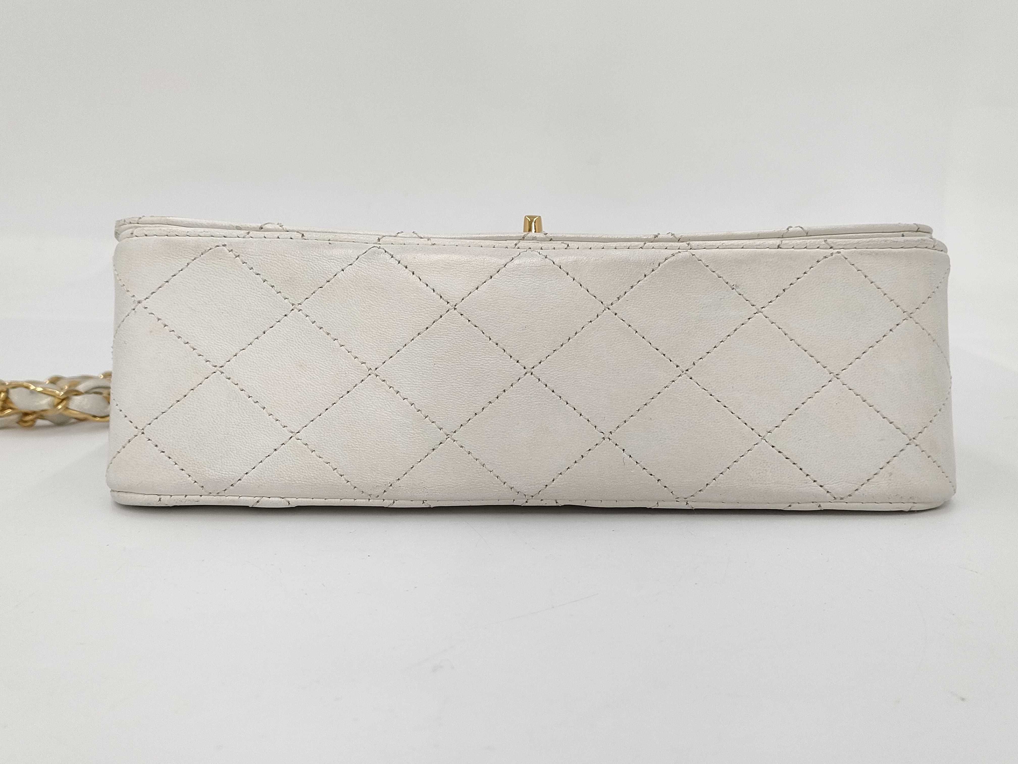 【水曜終了】(10228_0074)CHANEL ラムスキン ショルダー 白 ショルダーバッグ