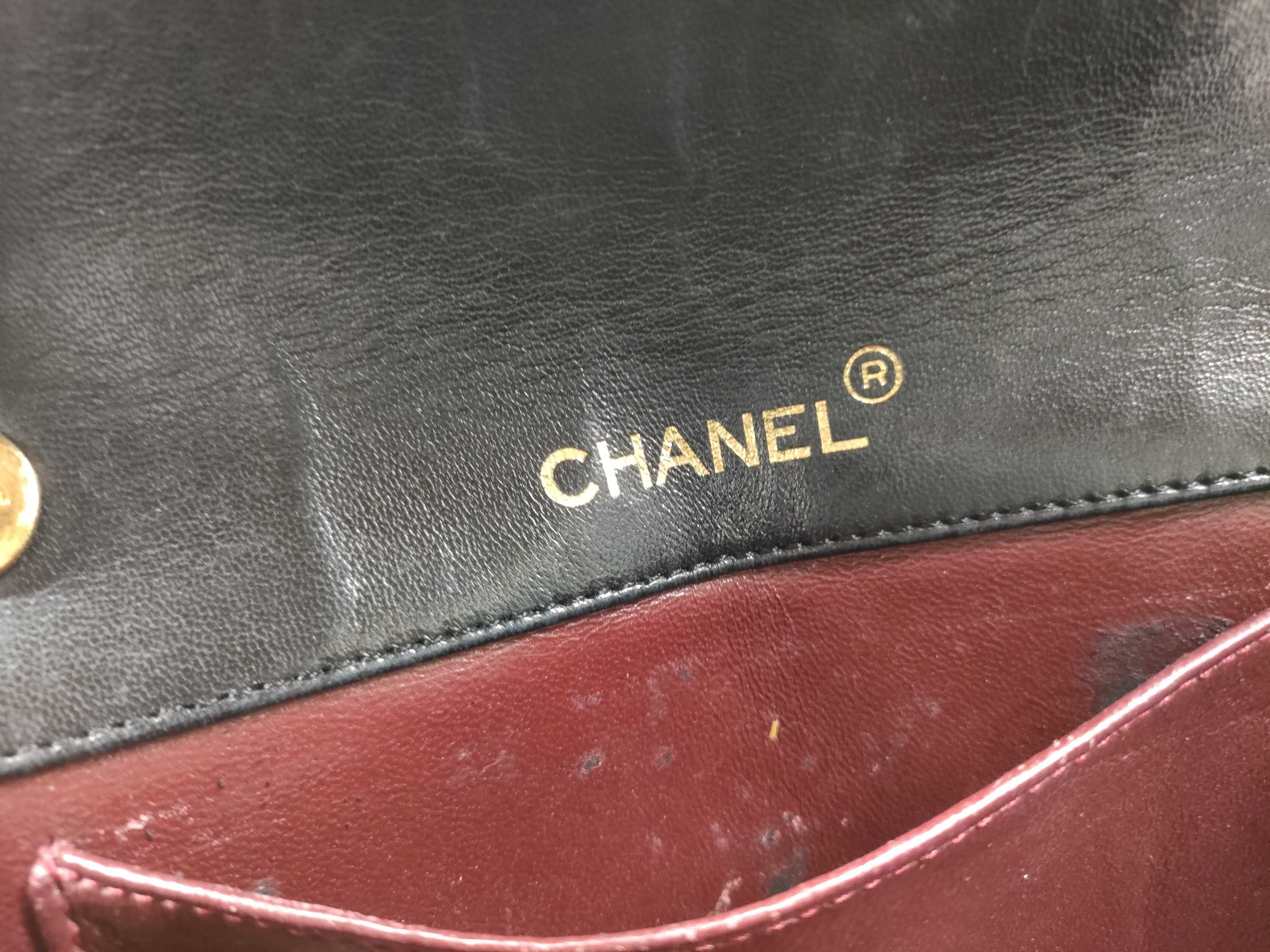 【水曜終了】(10228_0107)CHANEL ラムスキン チェーンショルダー 中ポケット劣化有 ショルダーバッグ