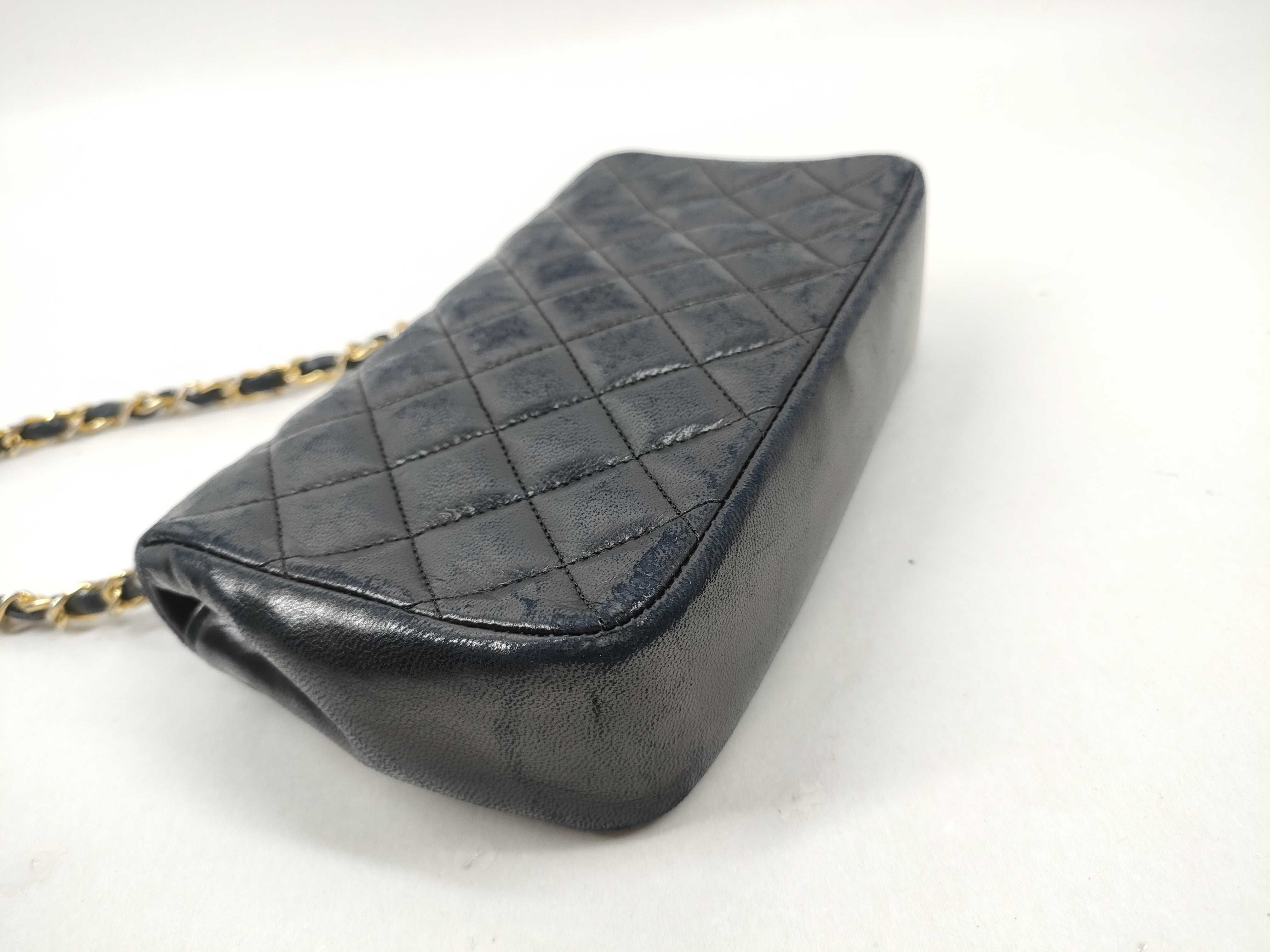 【水曜終了】(10228_0107)CHANEL ラムスキン チェーンショルダー 中ポケット劣化有 ショルダーバッグ