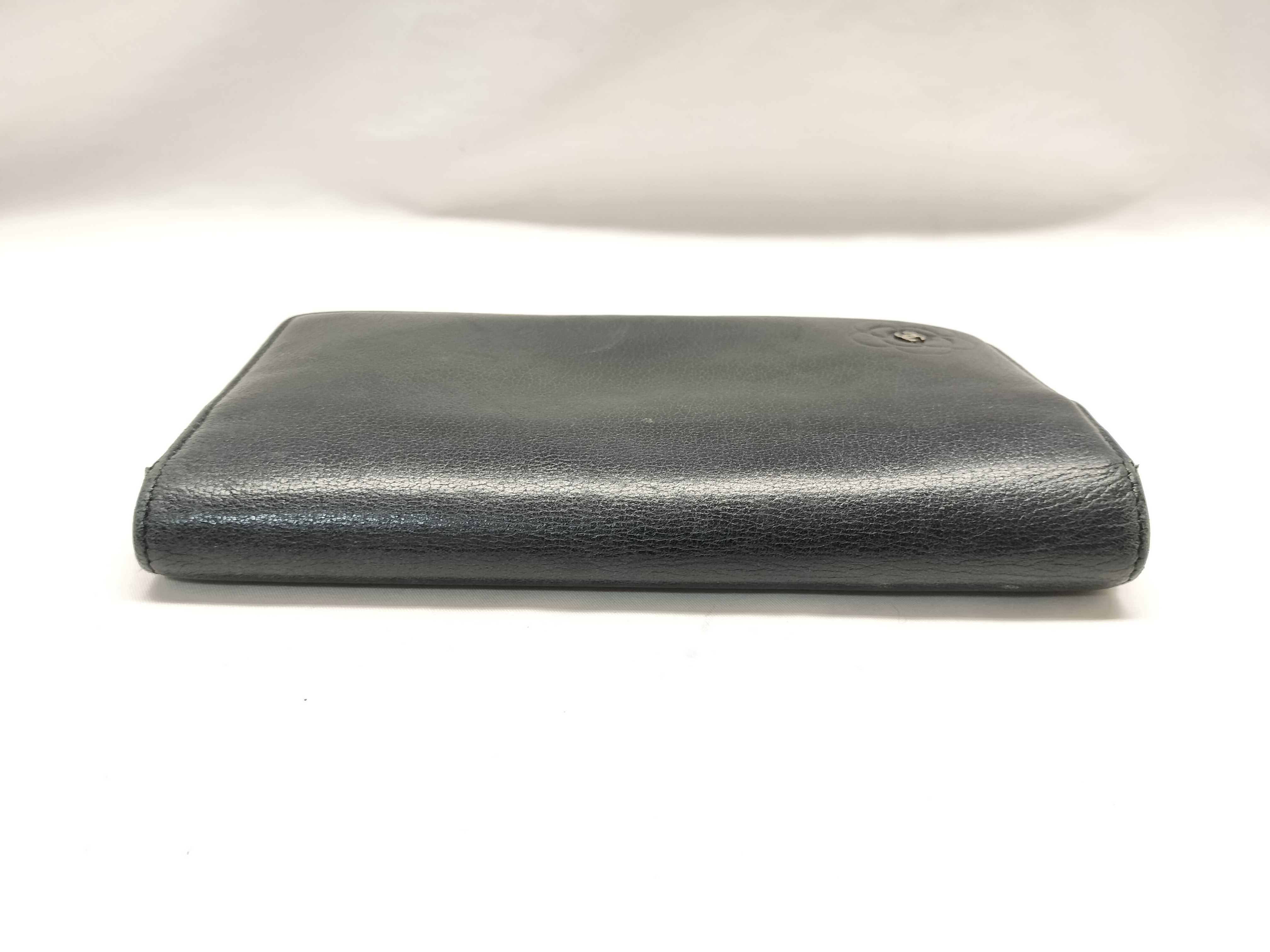 【水曜終了】(10228_0060)CHANEL レザー カメリア ロングウォレット 二つ折り 財布