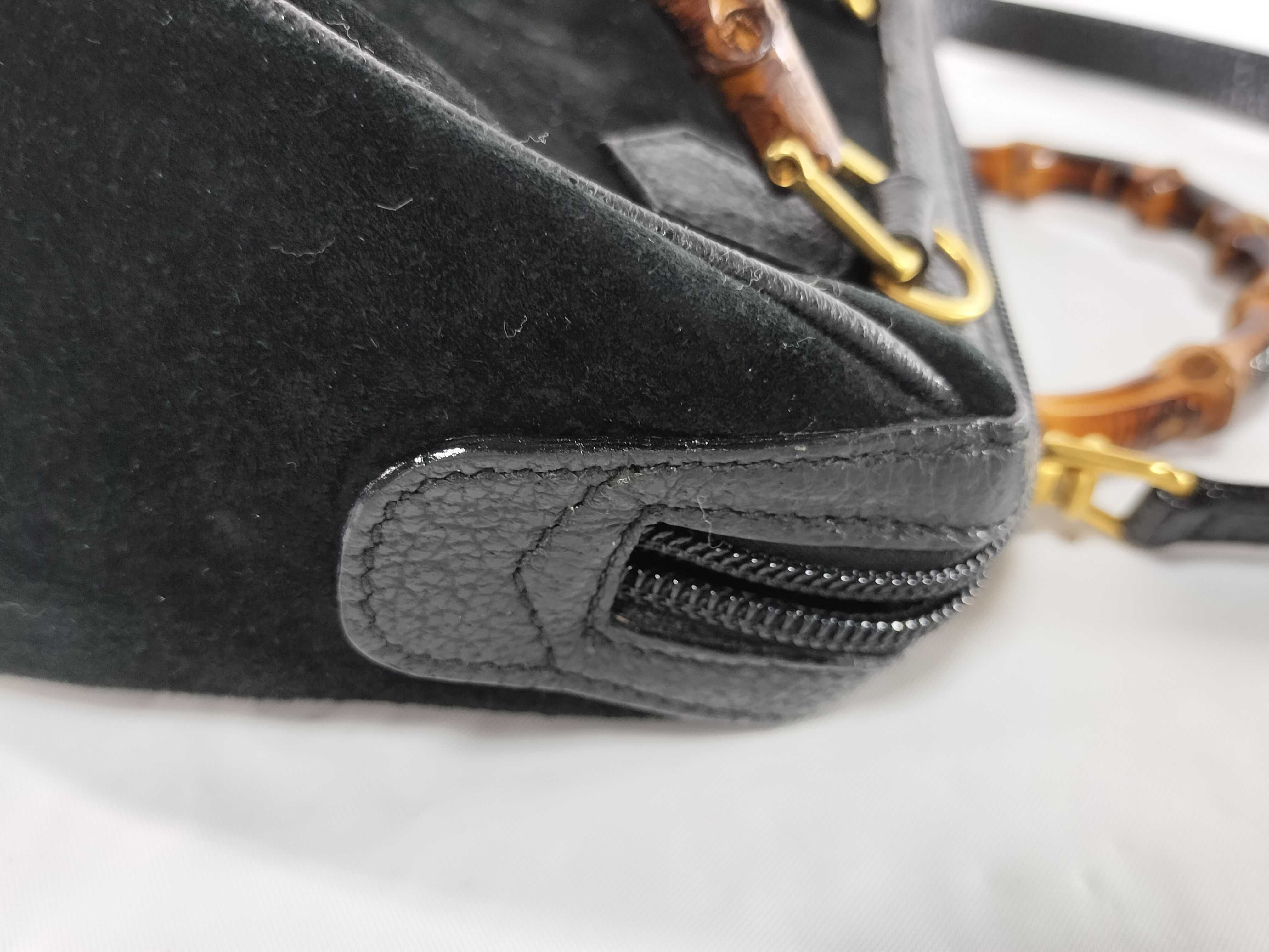 【水曜終了】(10230_0015)GUCCI バンブー 007 122 0232 バンブー ミニスエード×レザー 2WAY ハンドバッグ