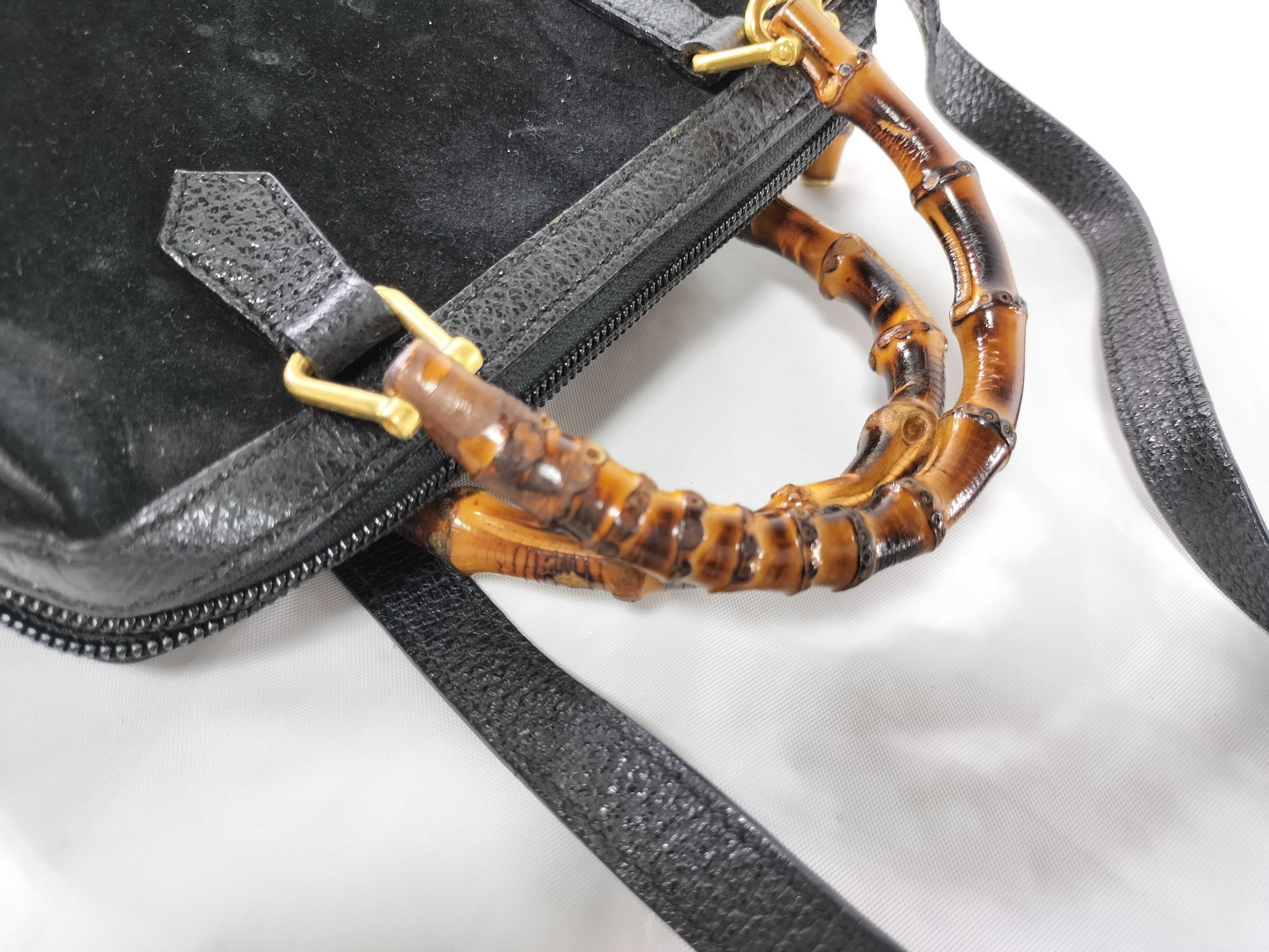 【水曜終了】(10230_0015)GUCCI バンブー 007 122 0232 バンブー ミニスエード×レザー 2WAY ハンドバッグ