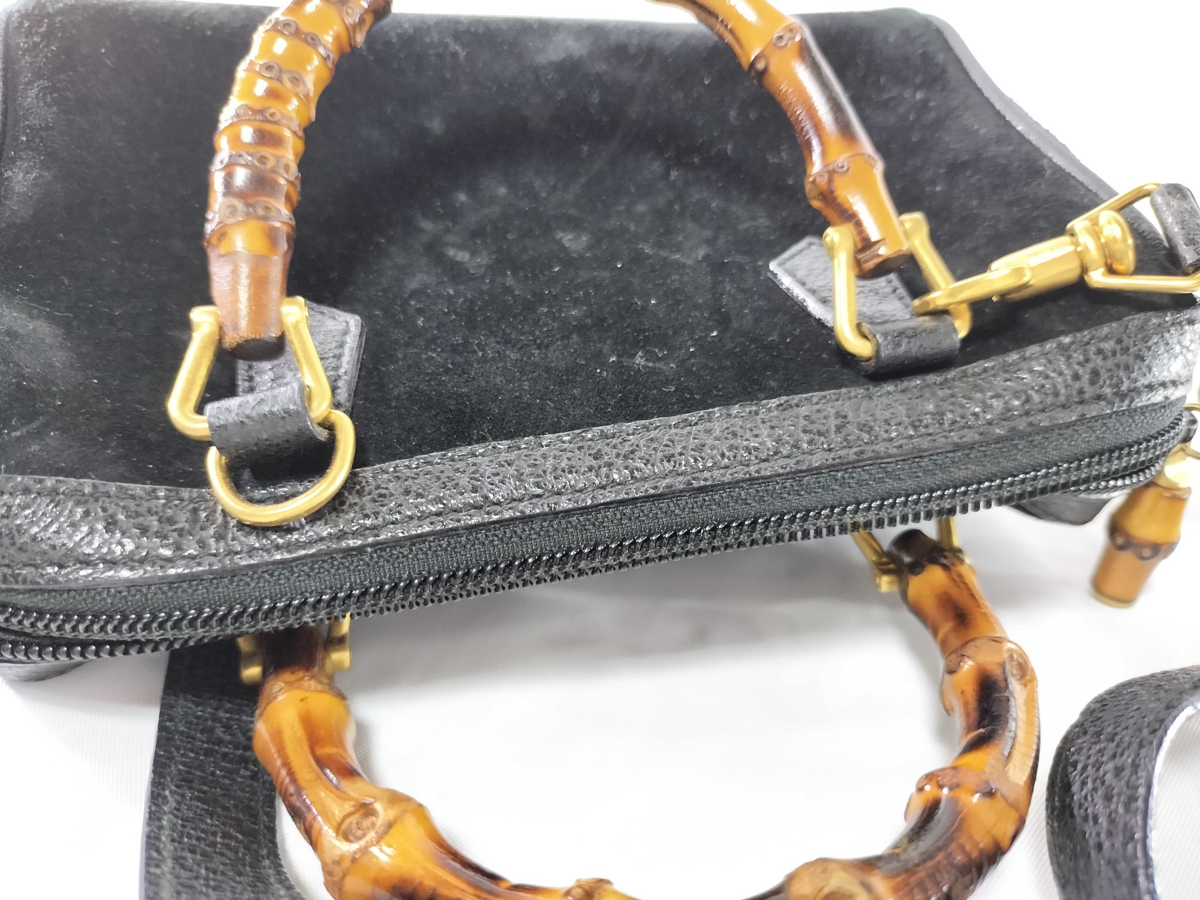 【水曜終了】(10230_0015)GUCCI バンブー 007 122 0232 バンブー ミニスエード×レザー 2WAY ハンドバッグ