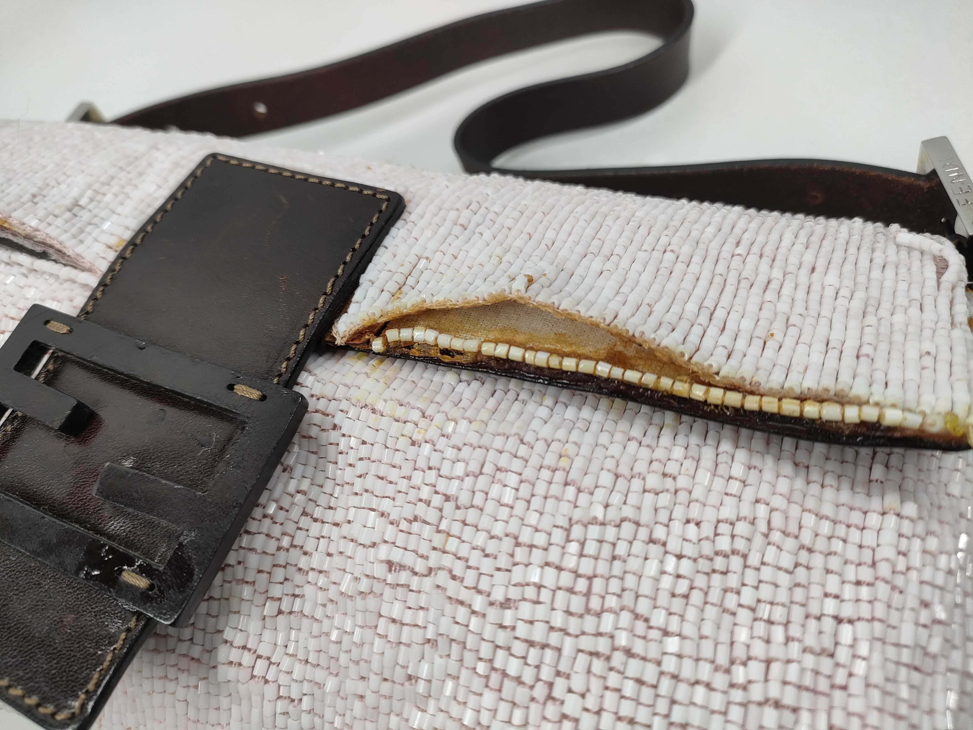 【水曜終了】(10230_0351)FENDI ズッカ柄 マンマ ビーズ ピンク ショルダーバッグ