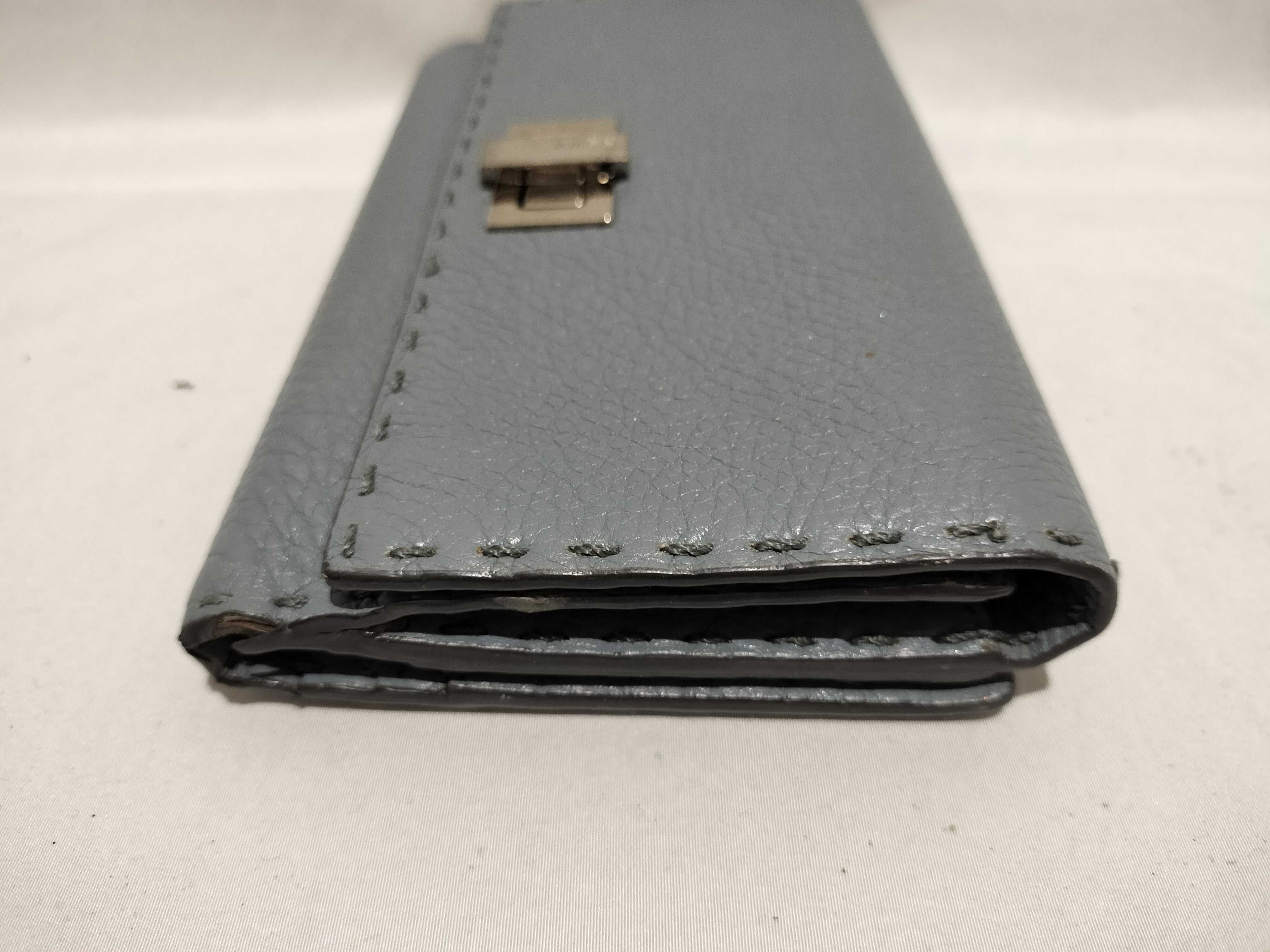 【水曜終了】(10230_0327)FENDI セレリア レザー 長財布 ブルー 財布