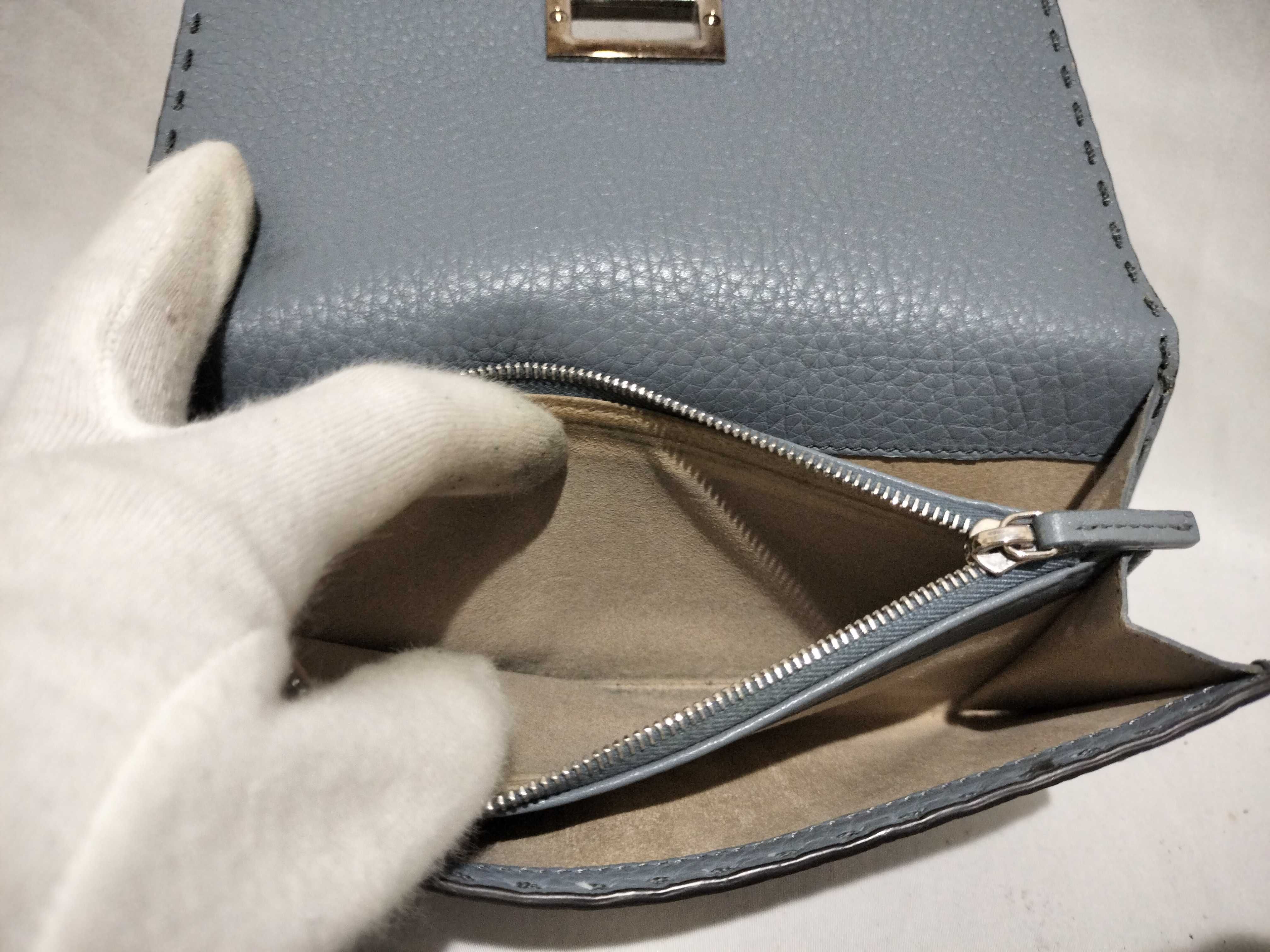 【水曜終了】(10230_0327)FENDI セレリア レザー 長財布 ブルー 財布