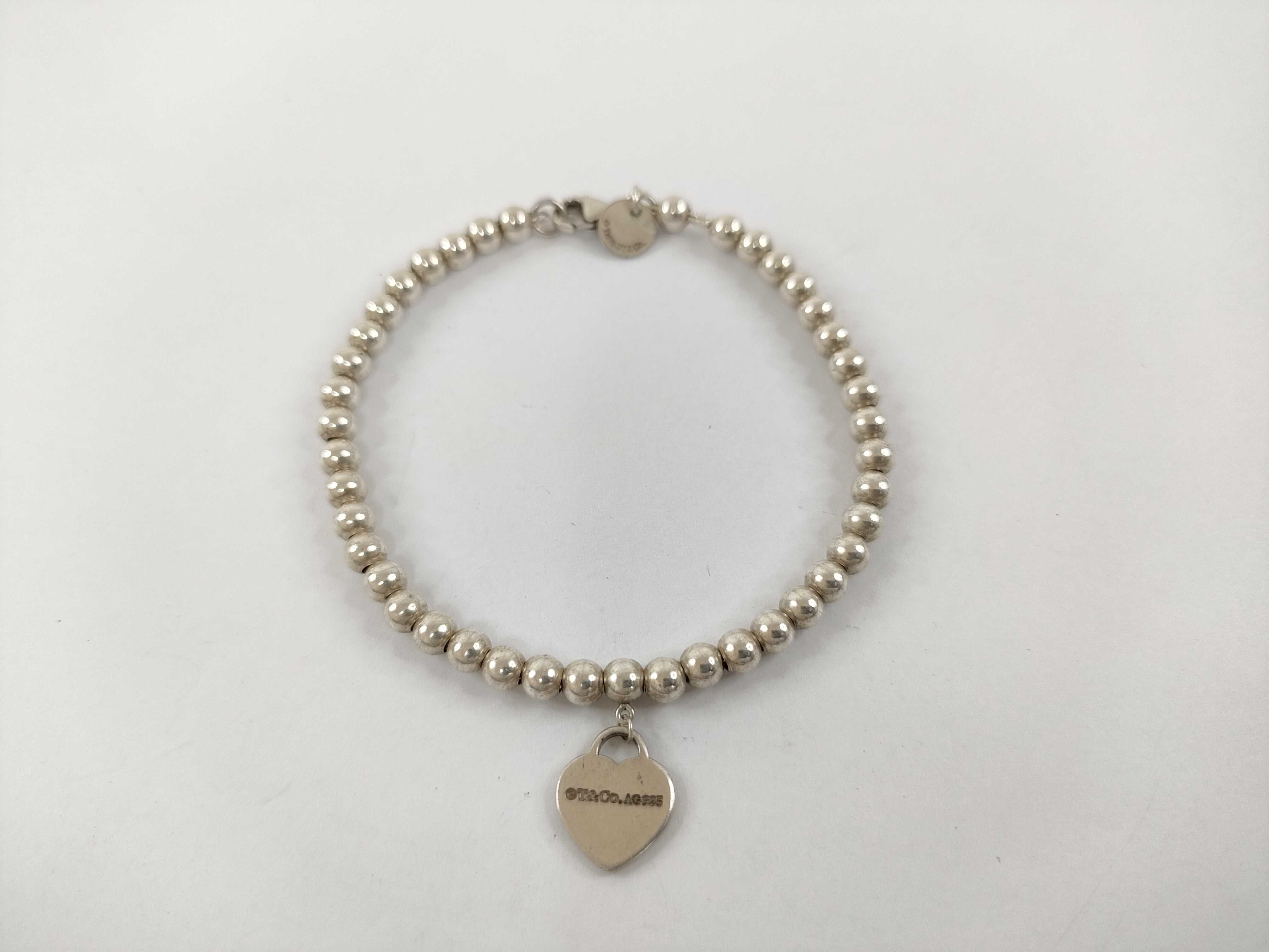 【水曜終了】(10221_0445)Tiffany&Co. ボールチェーン ハートブレスレット ブレスレット・バングル
