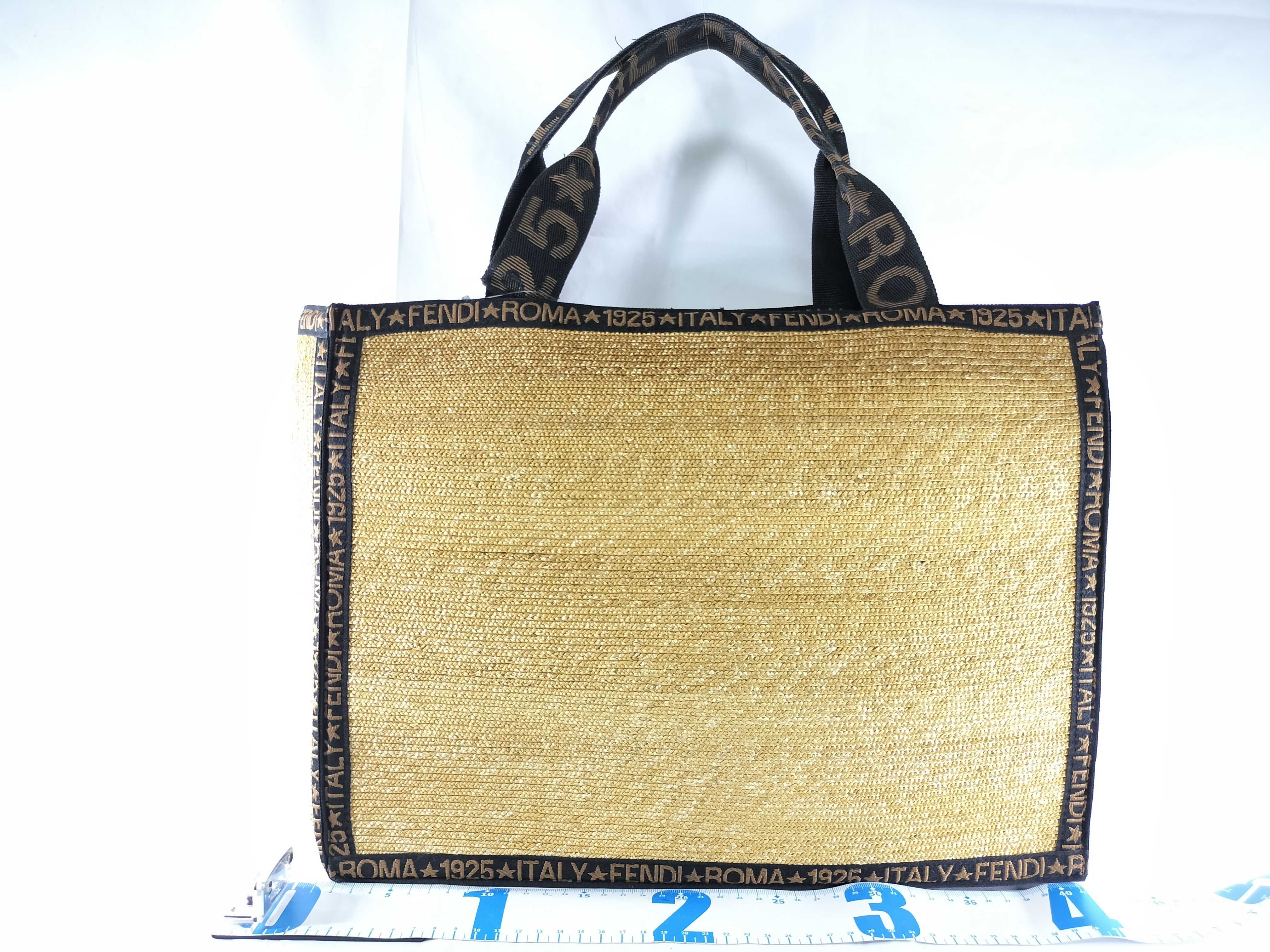 【水曜終了】(10230_0320)FENDI ストロー ロゴ トート トートバッグ