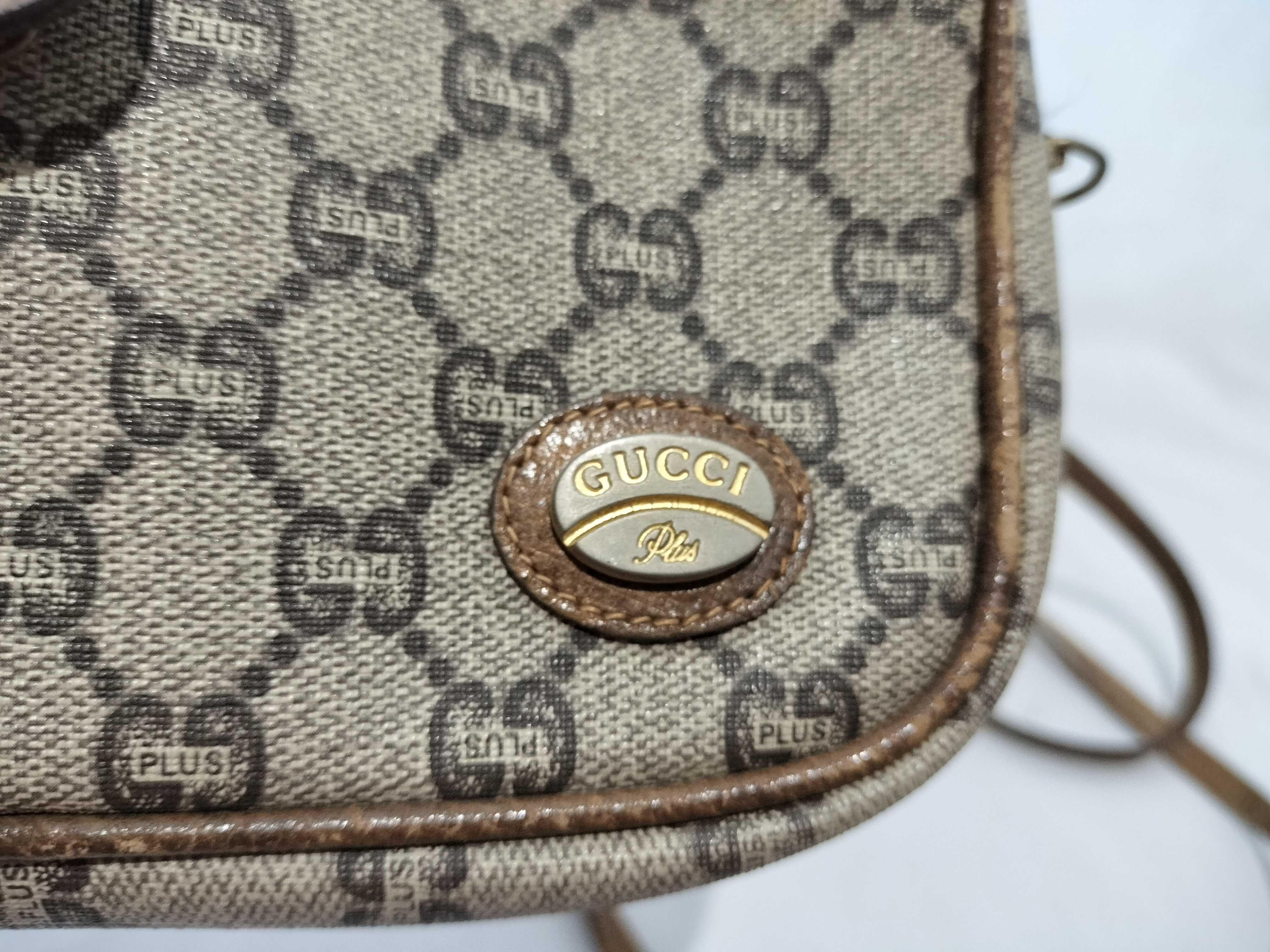 【水曜終了】(10230_0027)GUCCI ヴィンテージ グッチプラス PVC セカンドバッグ ショルダーバッグ