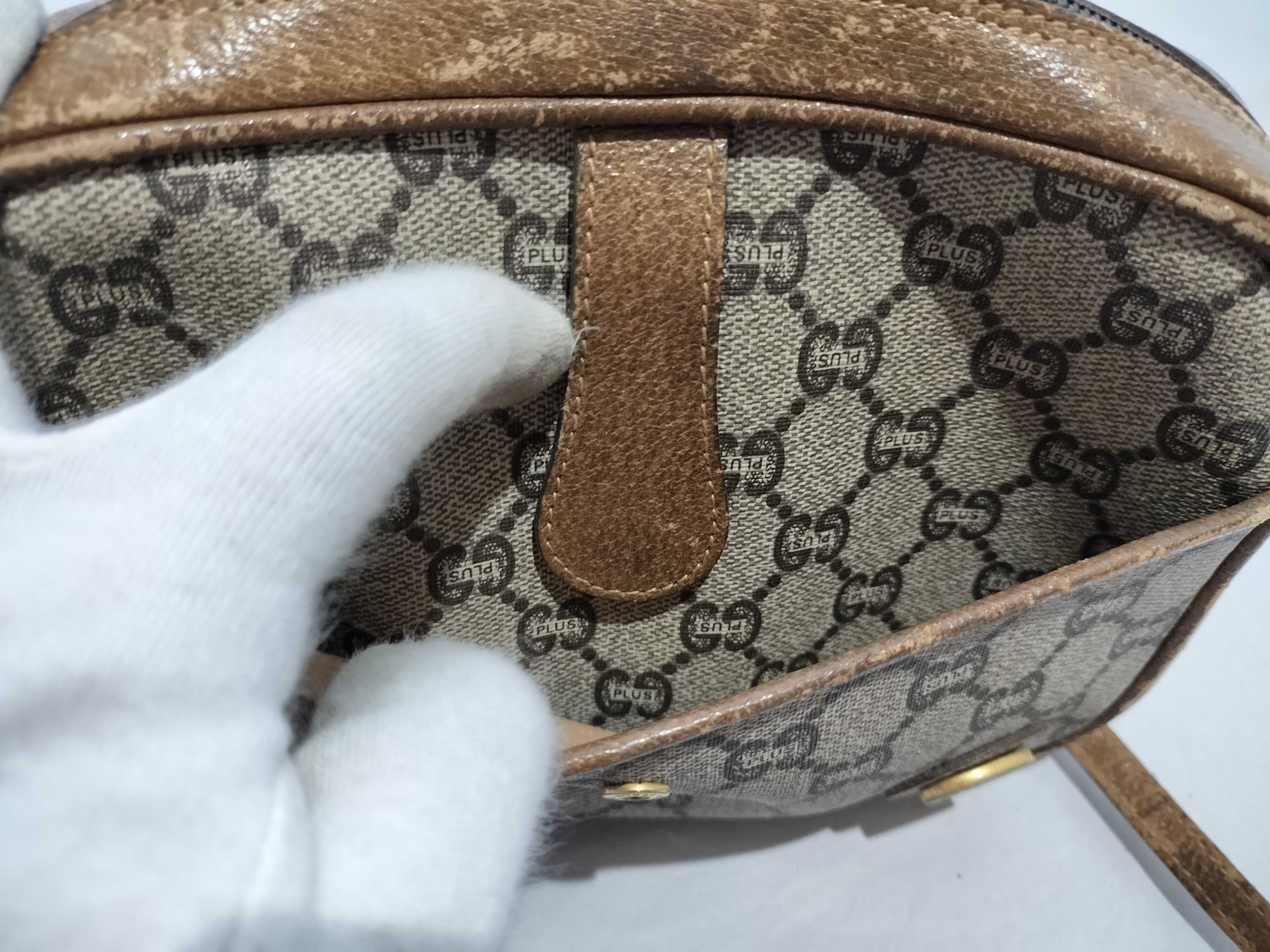 【水曜終了】(10230_0027)GUCCI ヴィンテージ グッチプラス PVC セカンドバッグ ショルダーバッグ