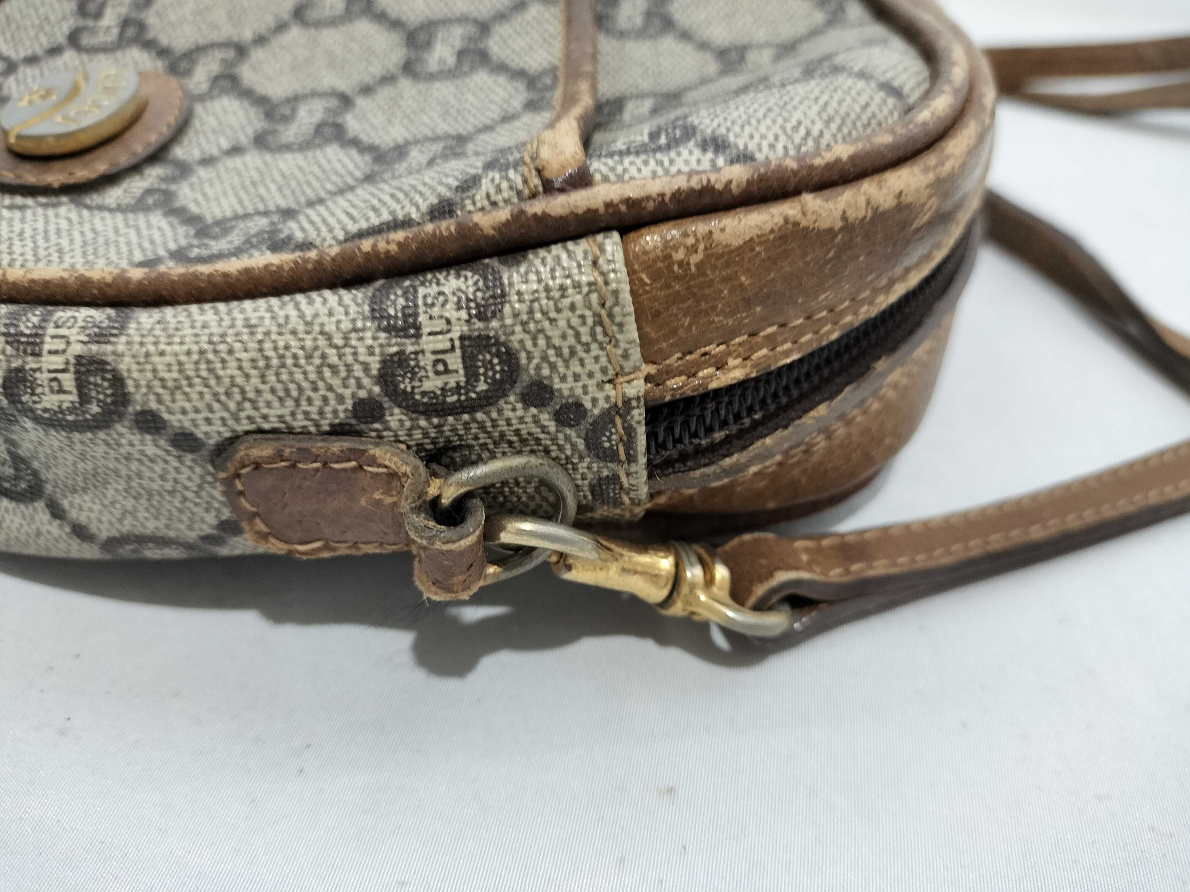 【水曜終了】(10230_0027)GUCCI ヴィンテージ グッチプラス PVC セカンドバッグ ショルダーバッグ