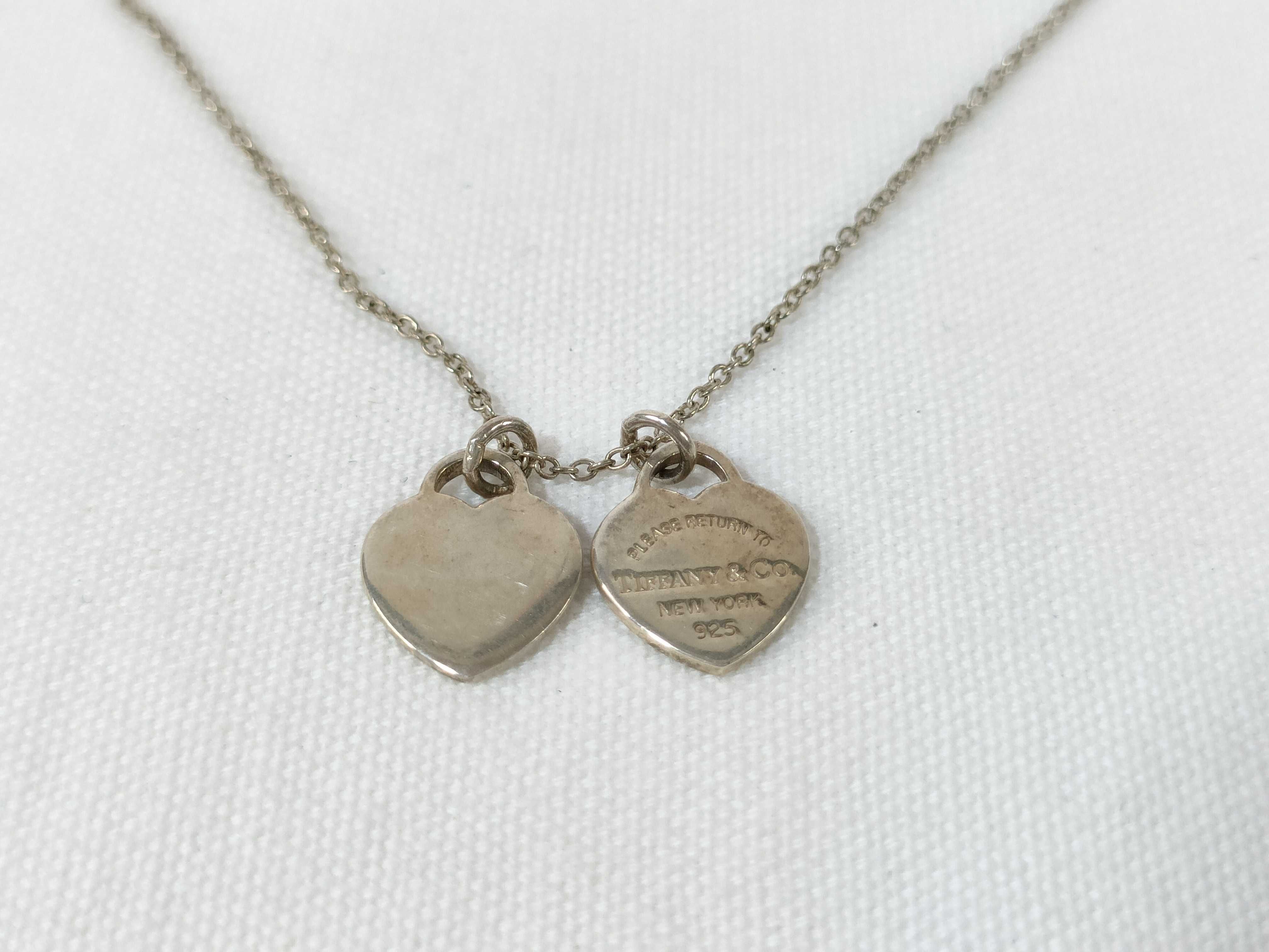 【水曜終了】(10221_0324)▼Tiffany&Co. ダブル ハートプレート ネックレス SV925 SV925 2.9g ネックレス