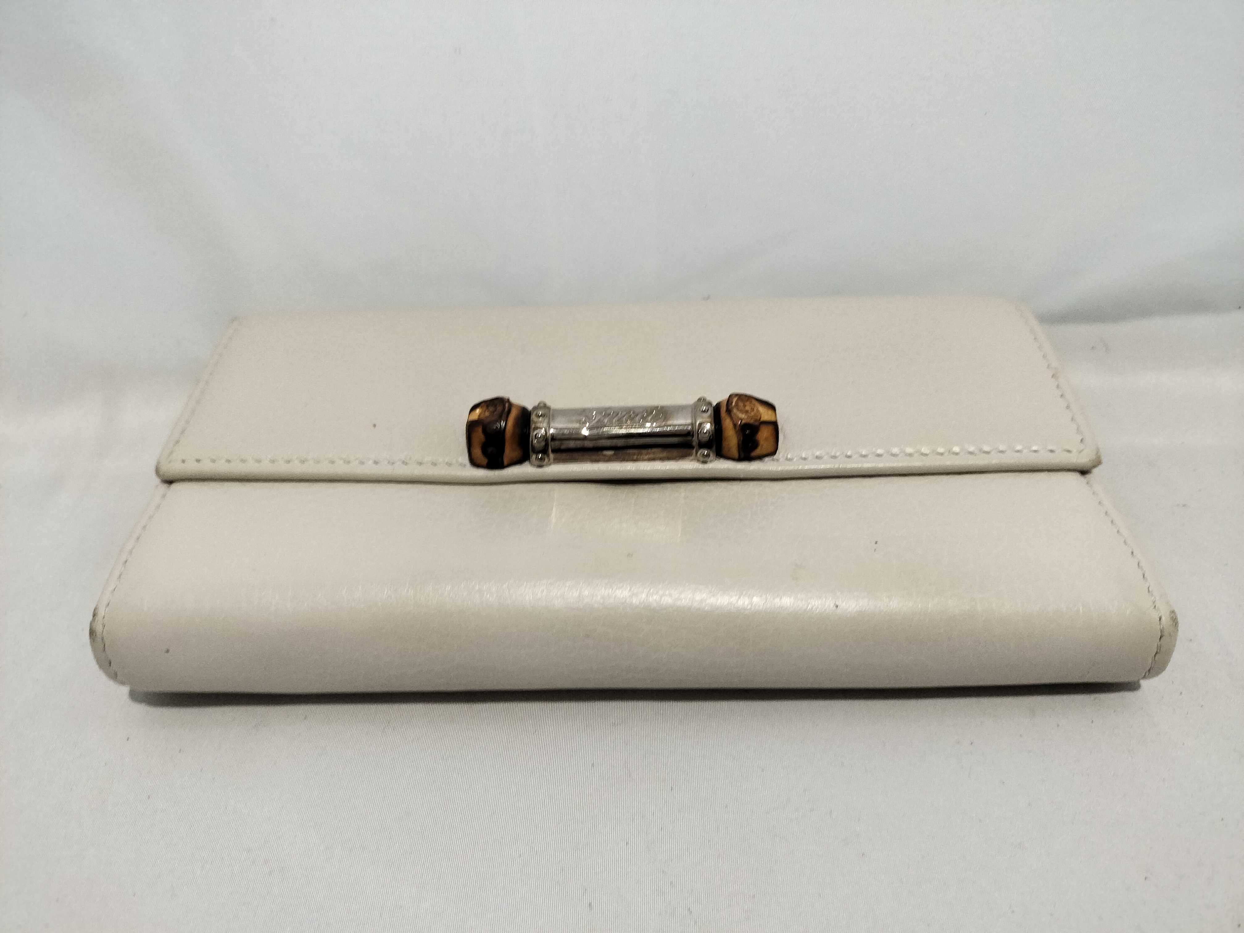 【水曜終了】(10230_0005)GUCCI バンブー レザー ホワイト 長財布 233051 財布