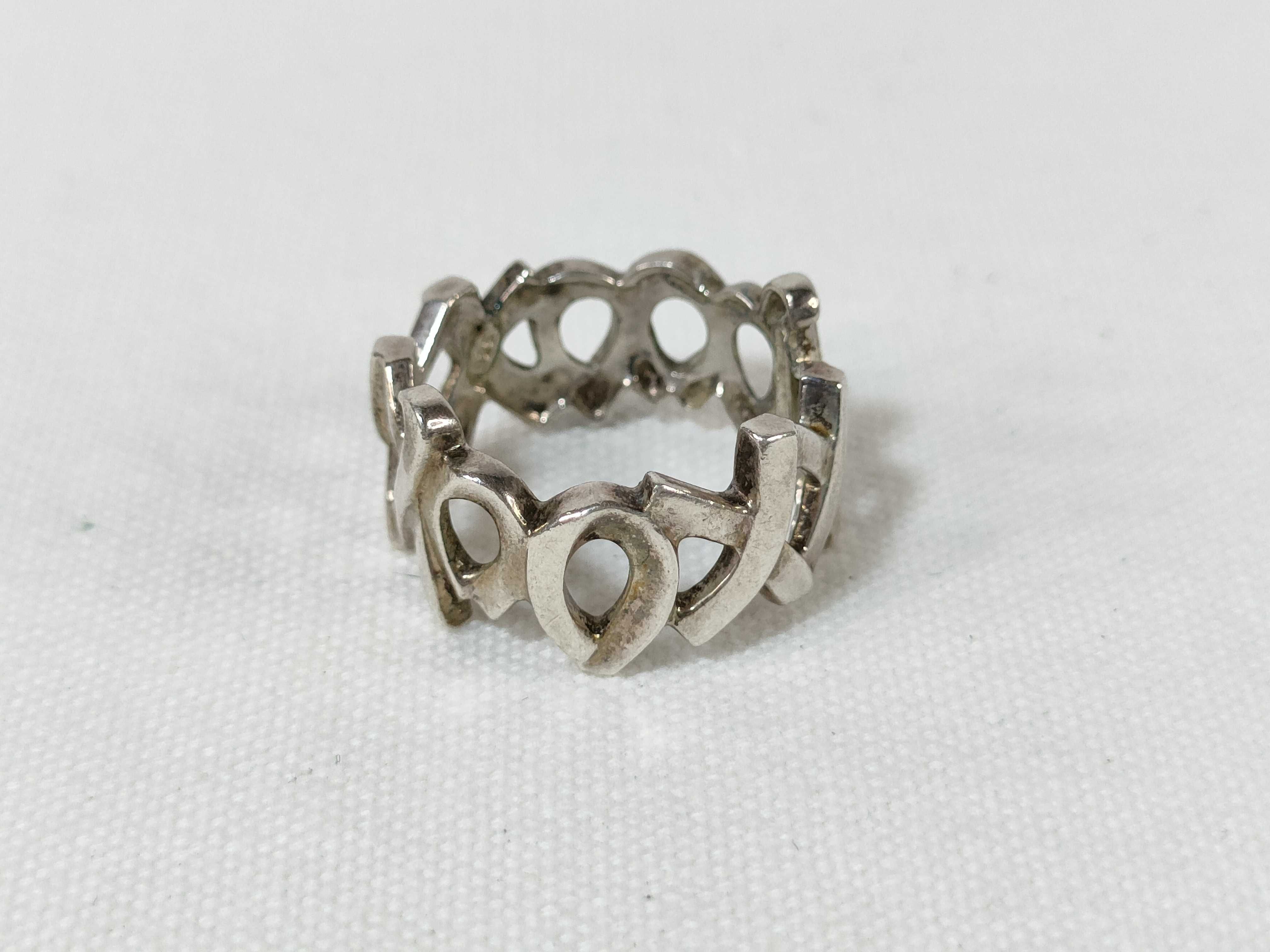 【水曜終了】(10221_0381)Tiffany&Co. ラブアンドキス XO リング SV925 3.9g リング