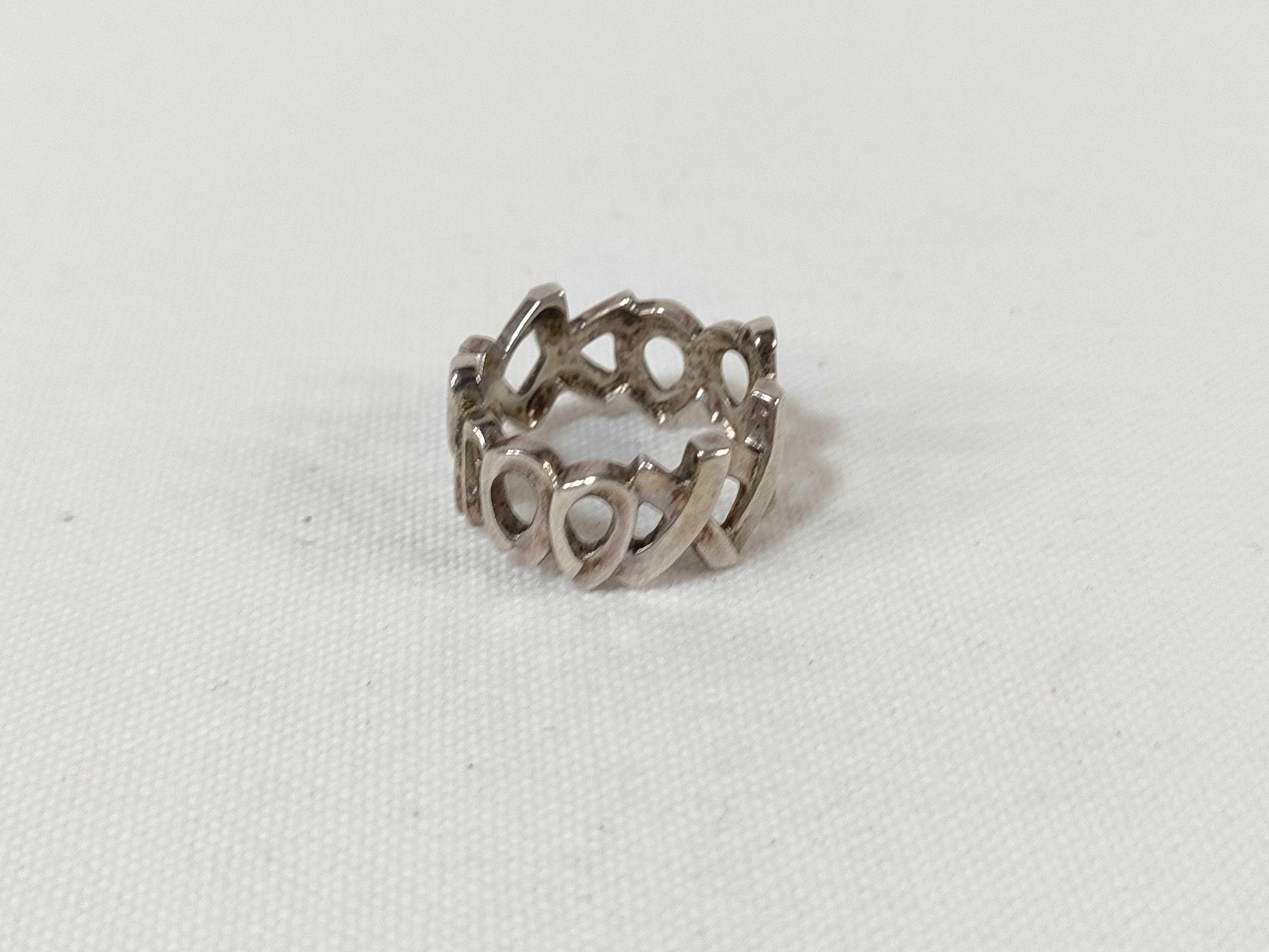 【水曜終了】(10221_0381)Tiffany&Co. ラブアンドキス XO リング SV925 3.9g リング
