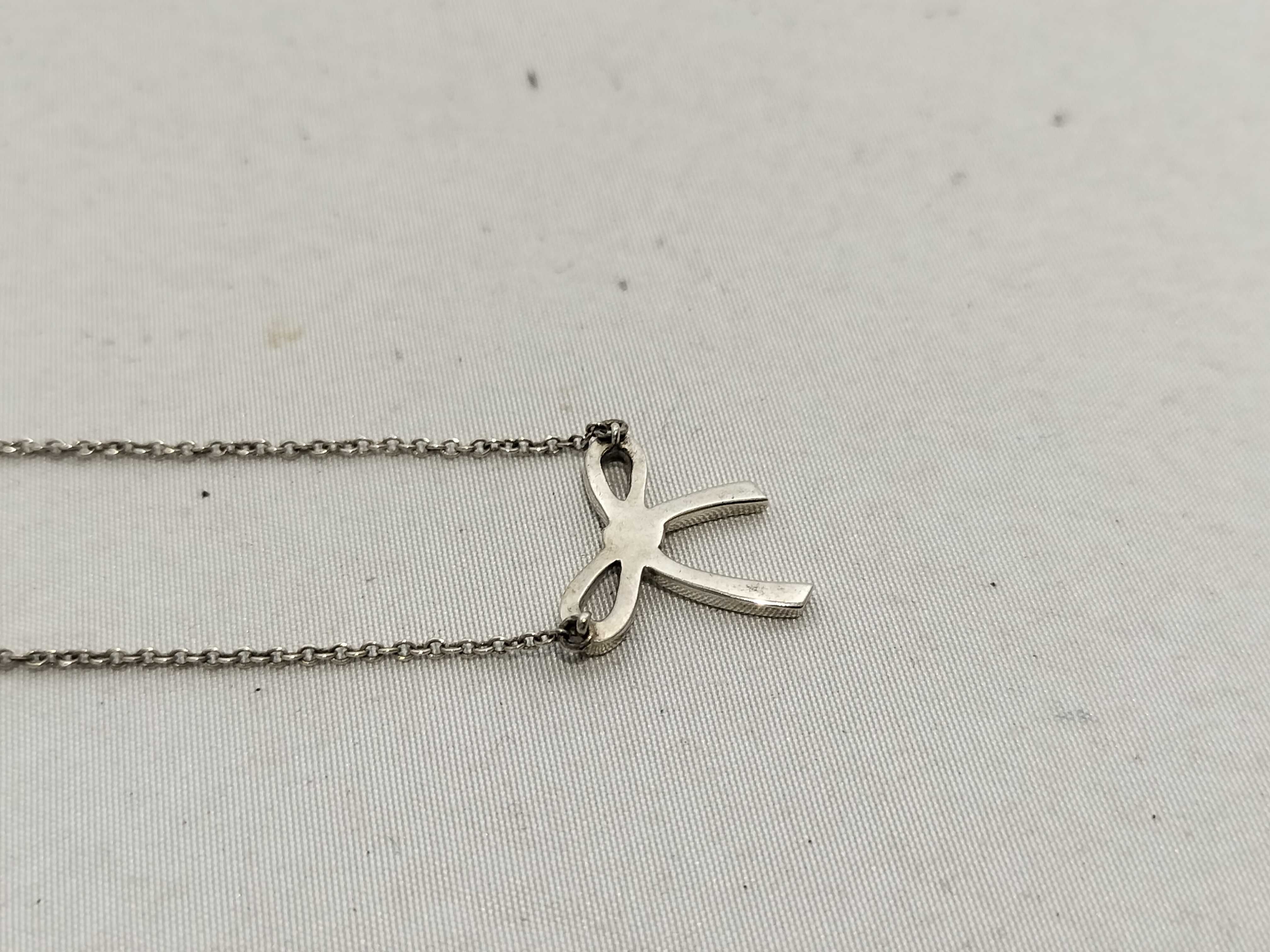 【水曜終了】(10221_0394)Tiffany&Co. リボンモチーフ 925刻印 ネックレス