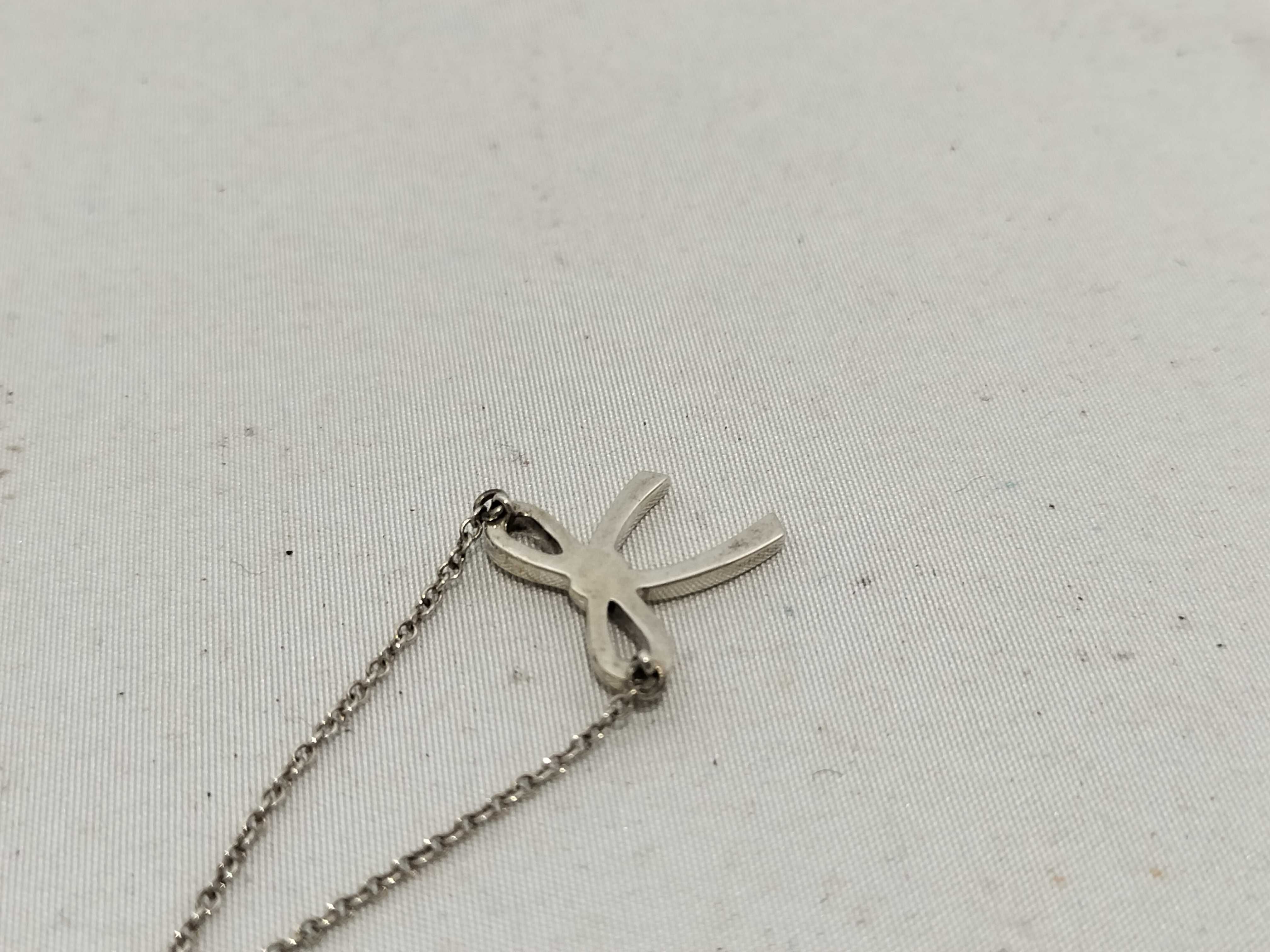 【水曜終了】(10221_0394)Tiffany&Co. リボンモチーフ 925刻印 ネックレス