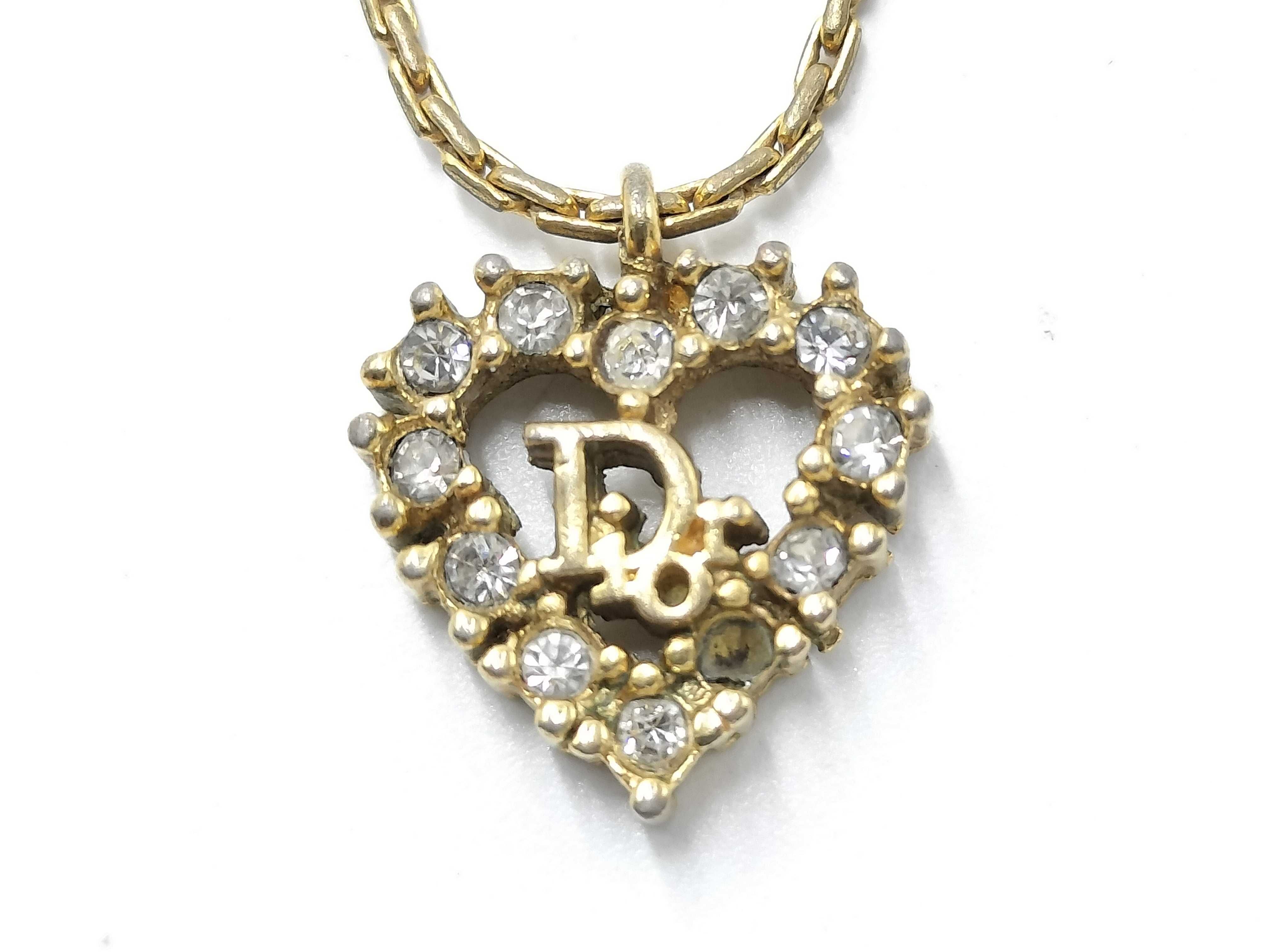【水曜終了】(10221_0691)Dior ゴールド ラインストーンネックレス ネックレス