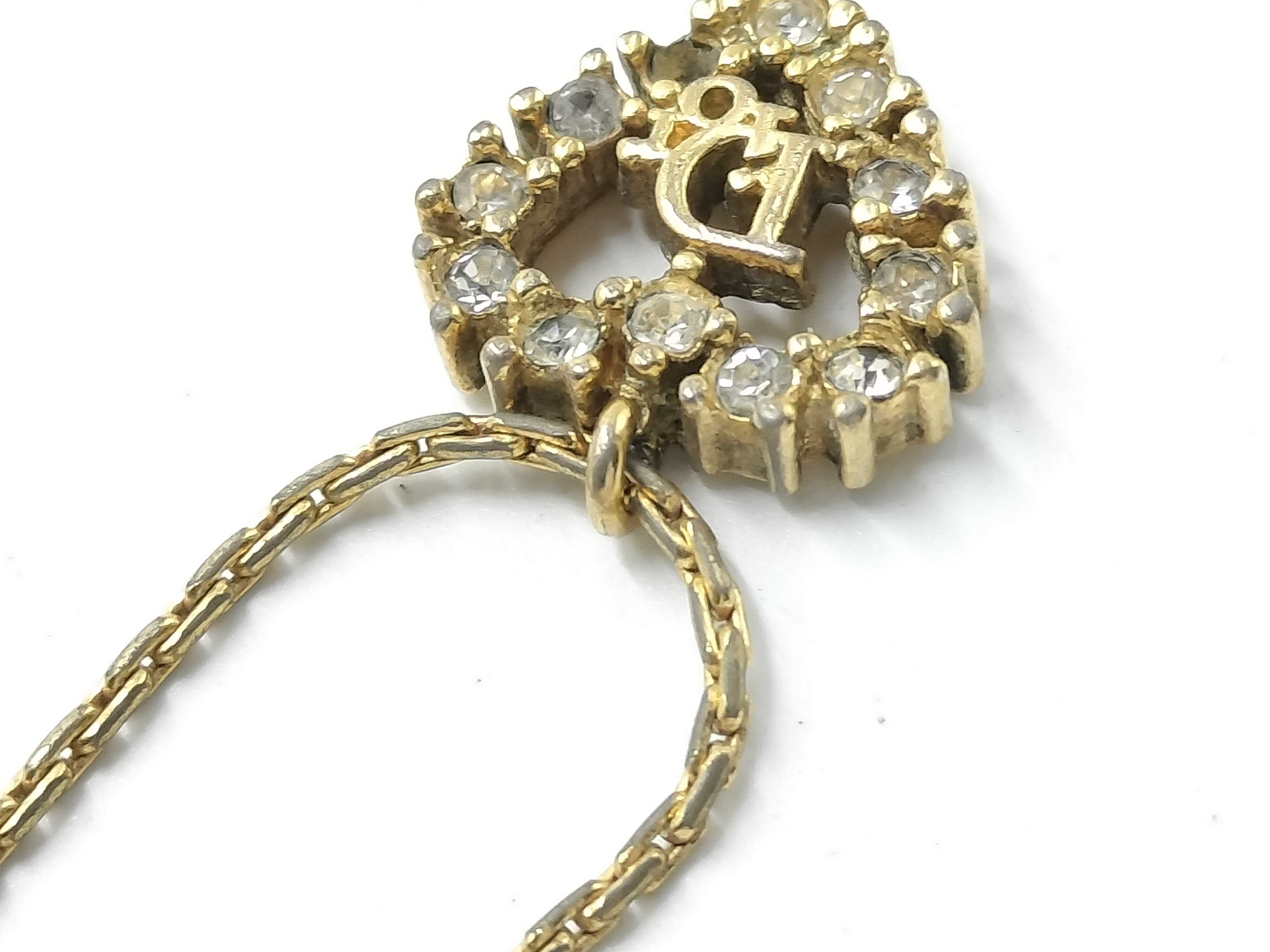 【水曜終了】(10221_0691)Dior ゴールド ラインストーンネックレス ネックレス