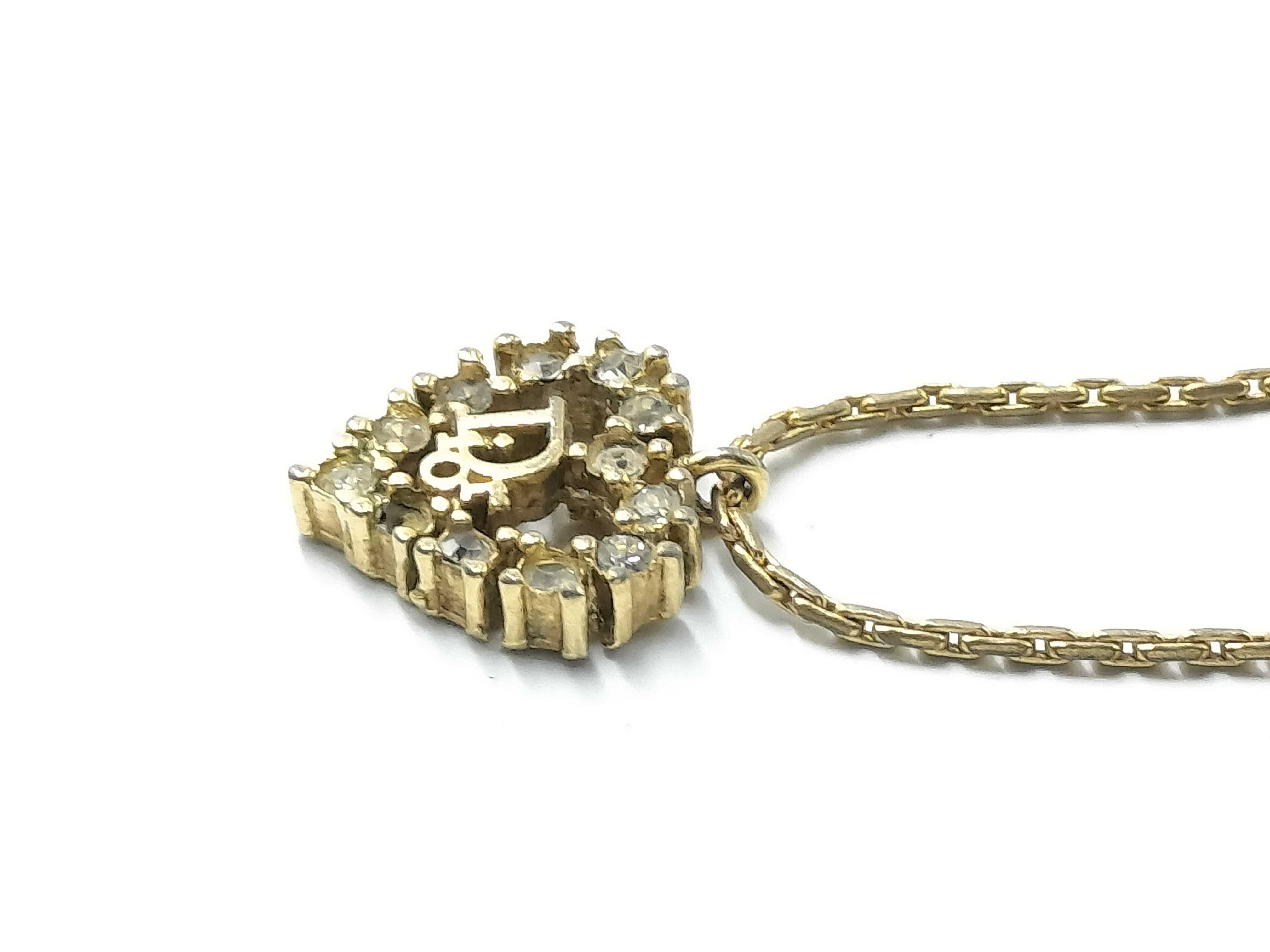 【水曜終了】(10221_0691)Dior ゴールド ラインストーンネックレス ネックレス