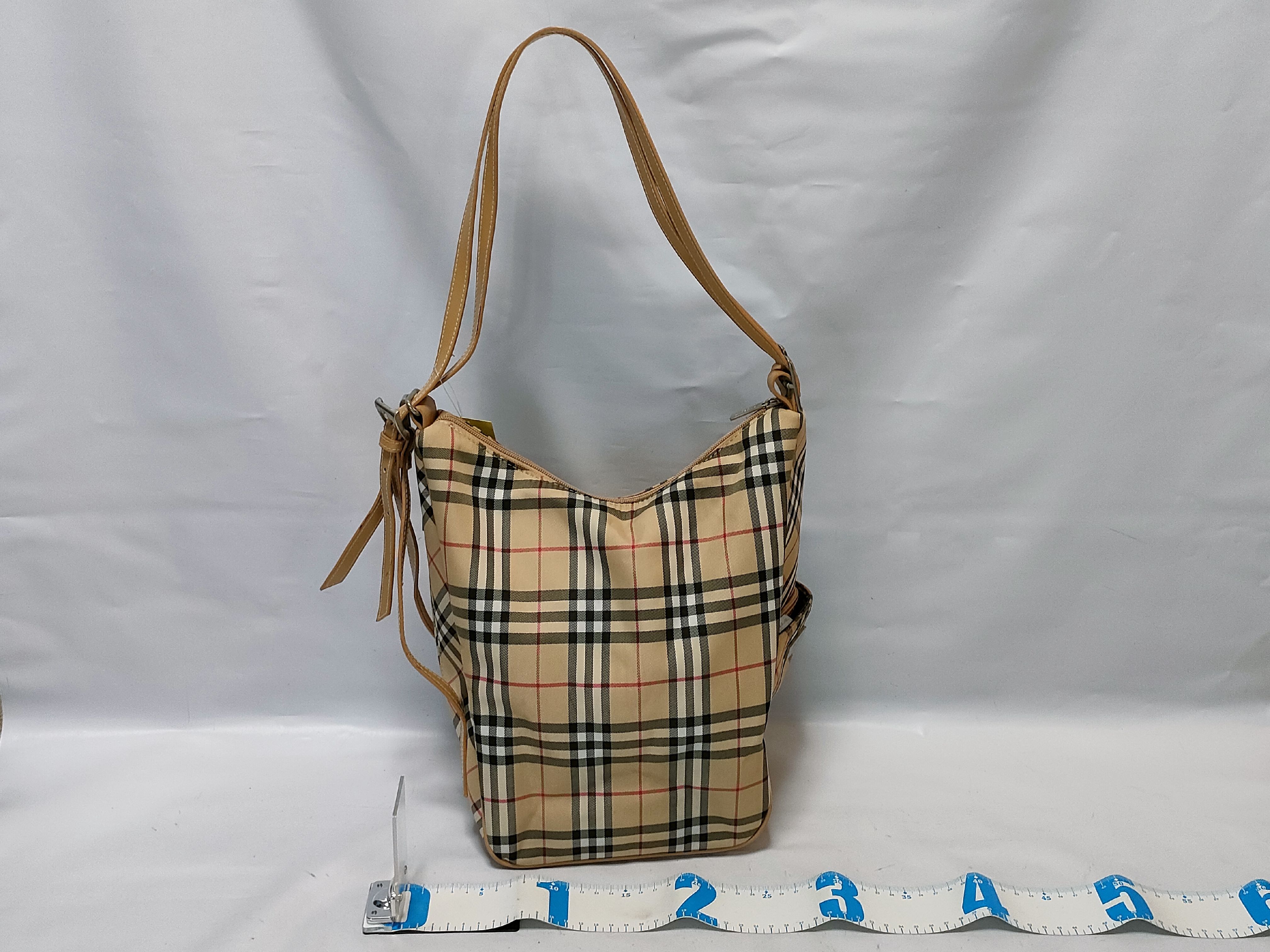 【水曜終了】(10220_0213)BURBERRY ナイロン ハンド ノバチェック トートバッグ