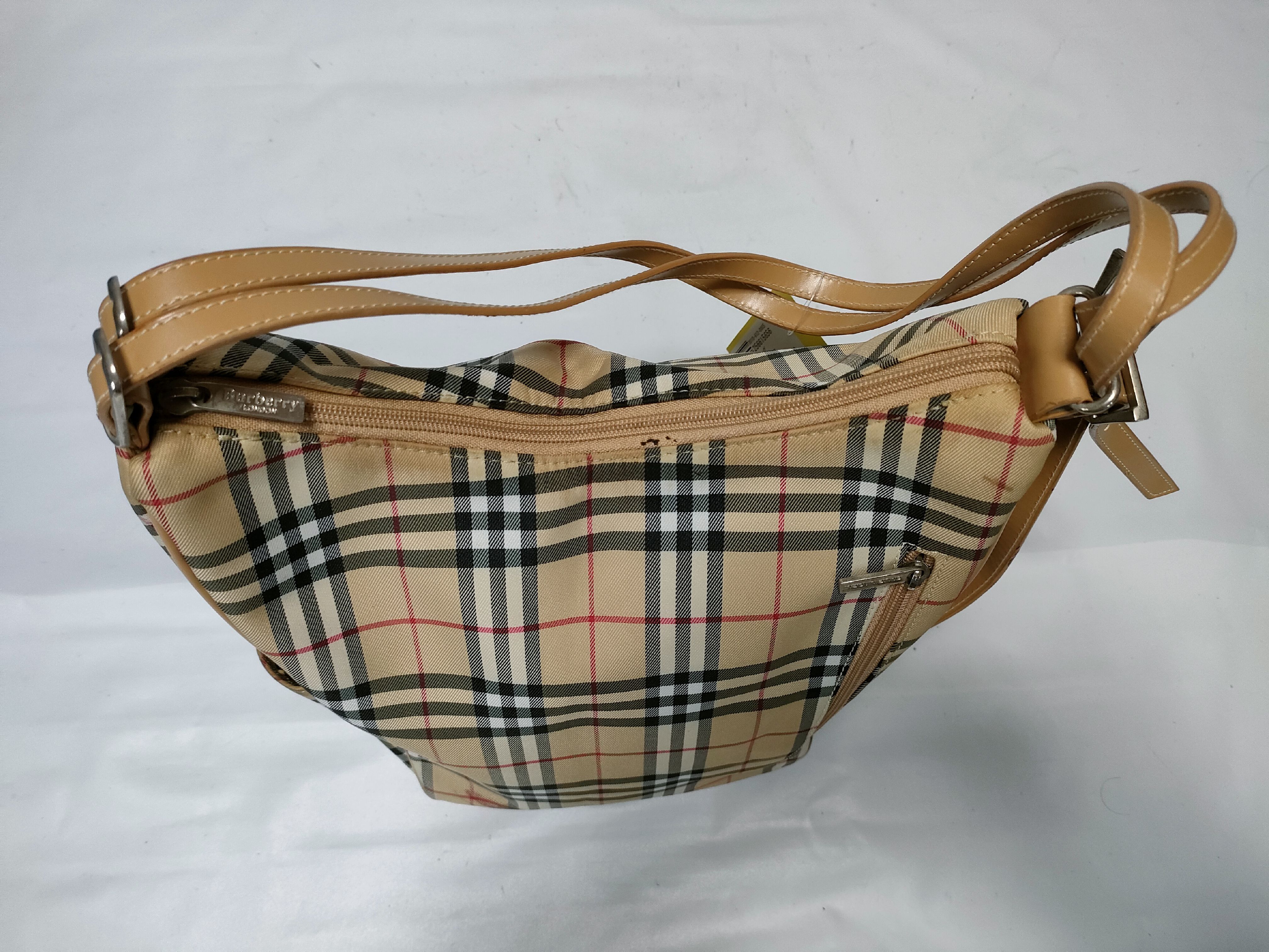 【水曜終了】(10220_0213)BURBERRY ナイロン ハンド ノバチェック トートバッグ