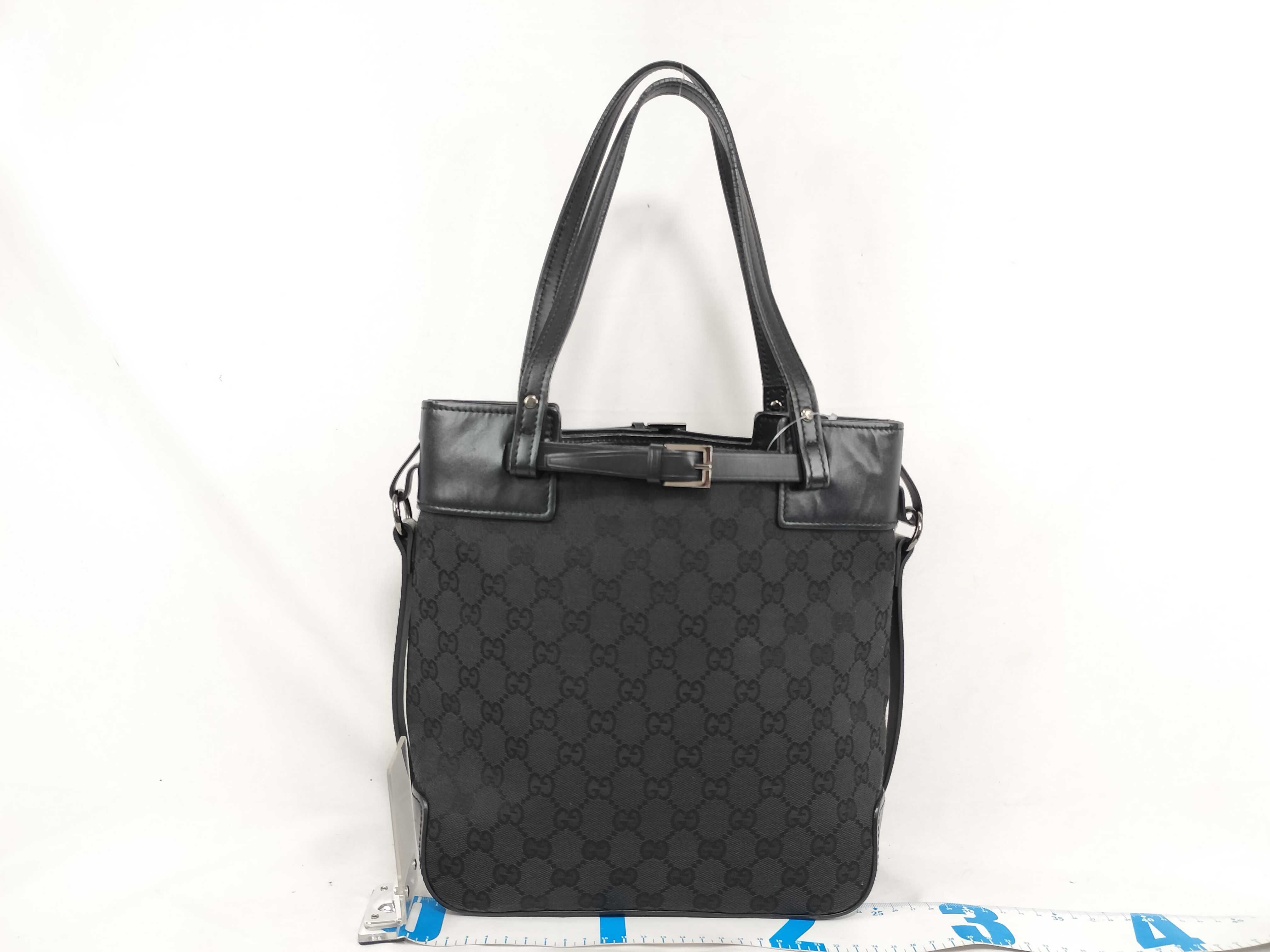 【水曜終了】(10230_0012)GUCCI GGキャンバス 107757 ブラック トートバッグ