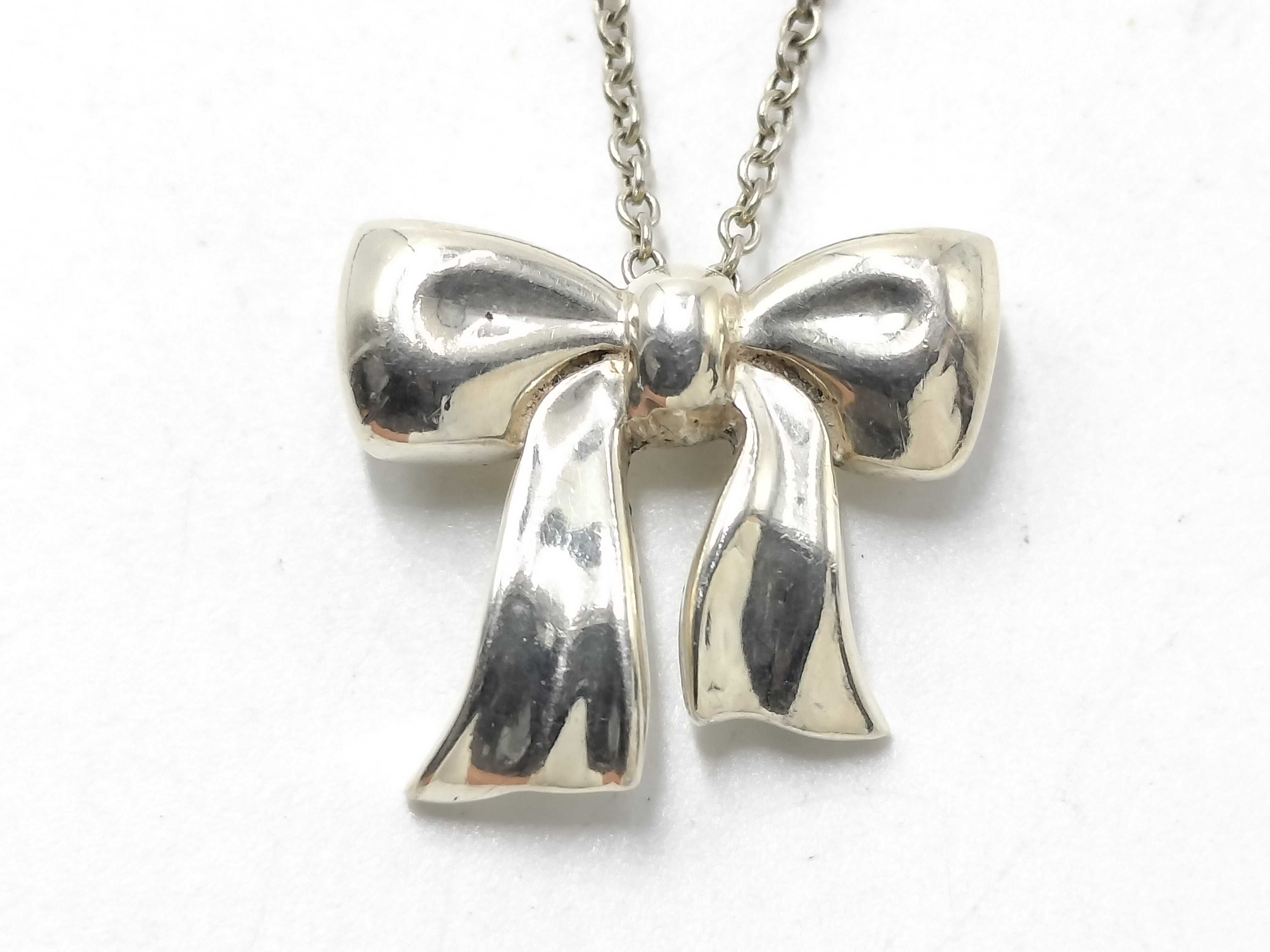 【水曜終了】(10221_0415)Tiffany&Co. ネックレス/リボンチャームトップ ネックレス