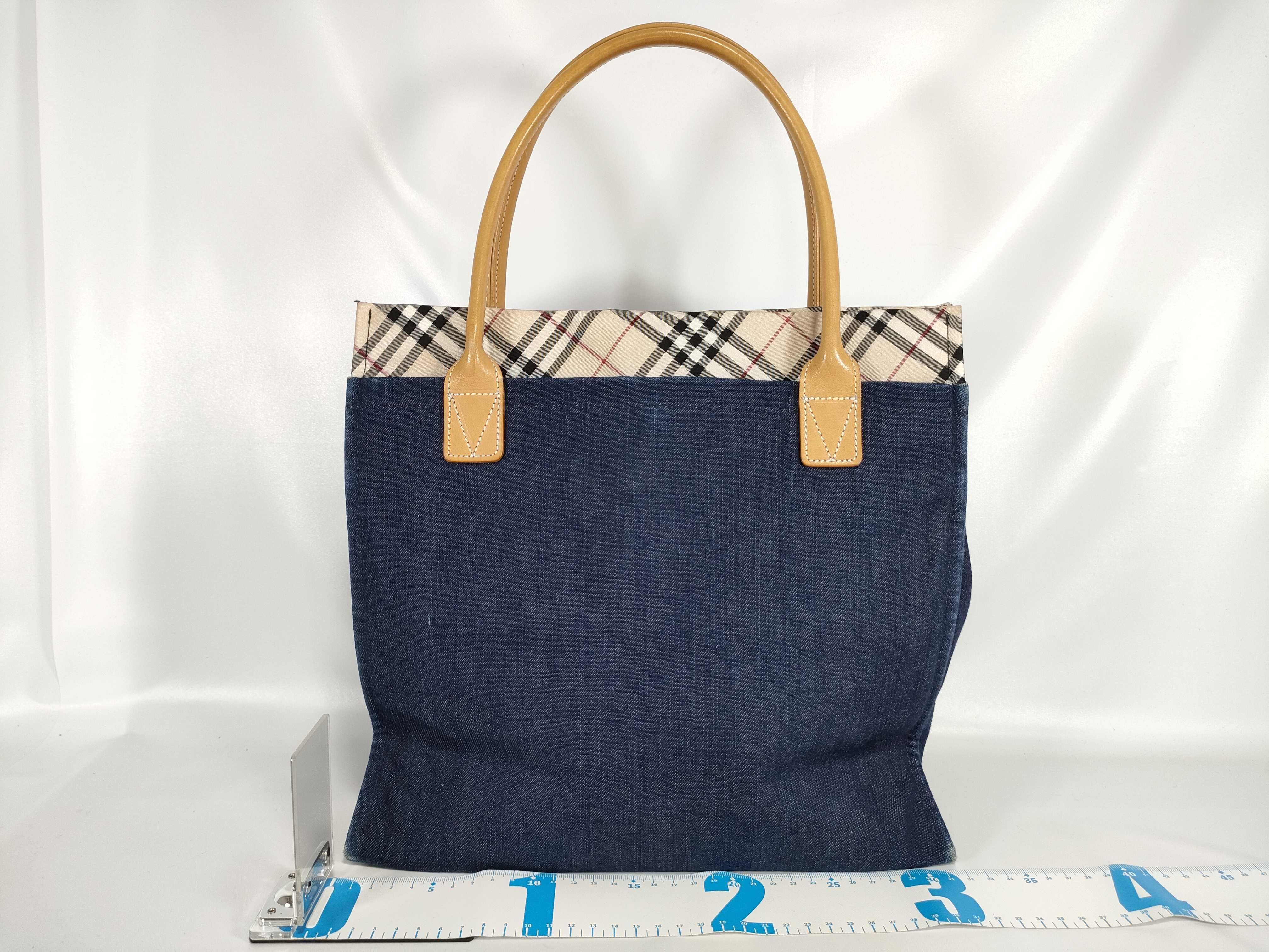 【水曜終了】(10220_0215)BURBERRY ブルーレーベル デニム ハンド トートバッグ