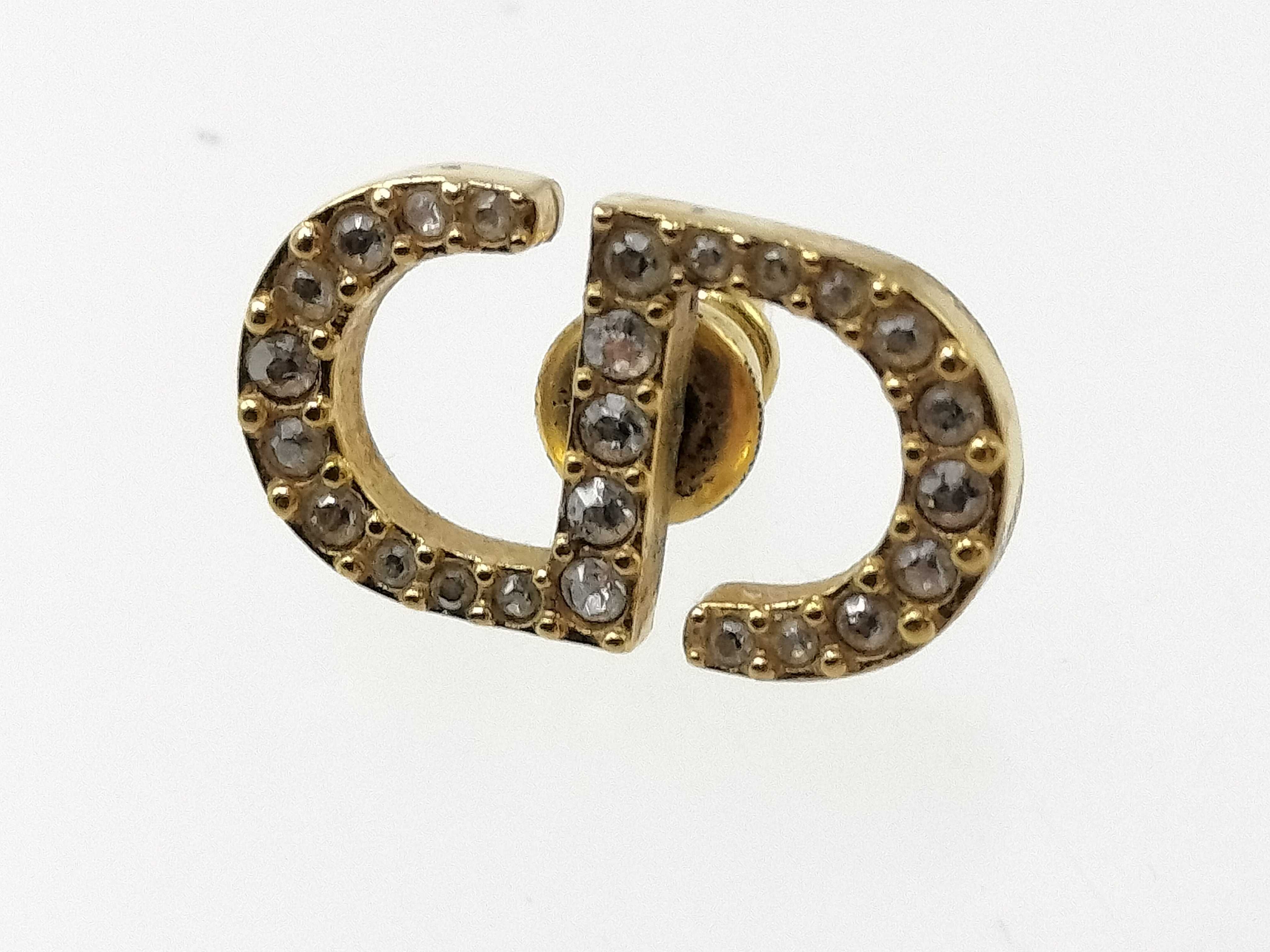 【水曜終了】(10221_0697)Dior CDロゴ ラインストーン ゴールド ピアス