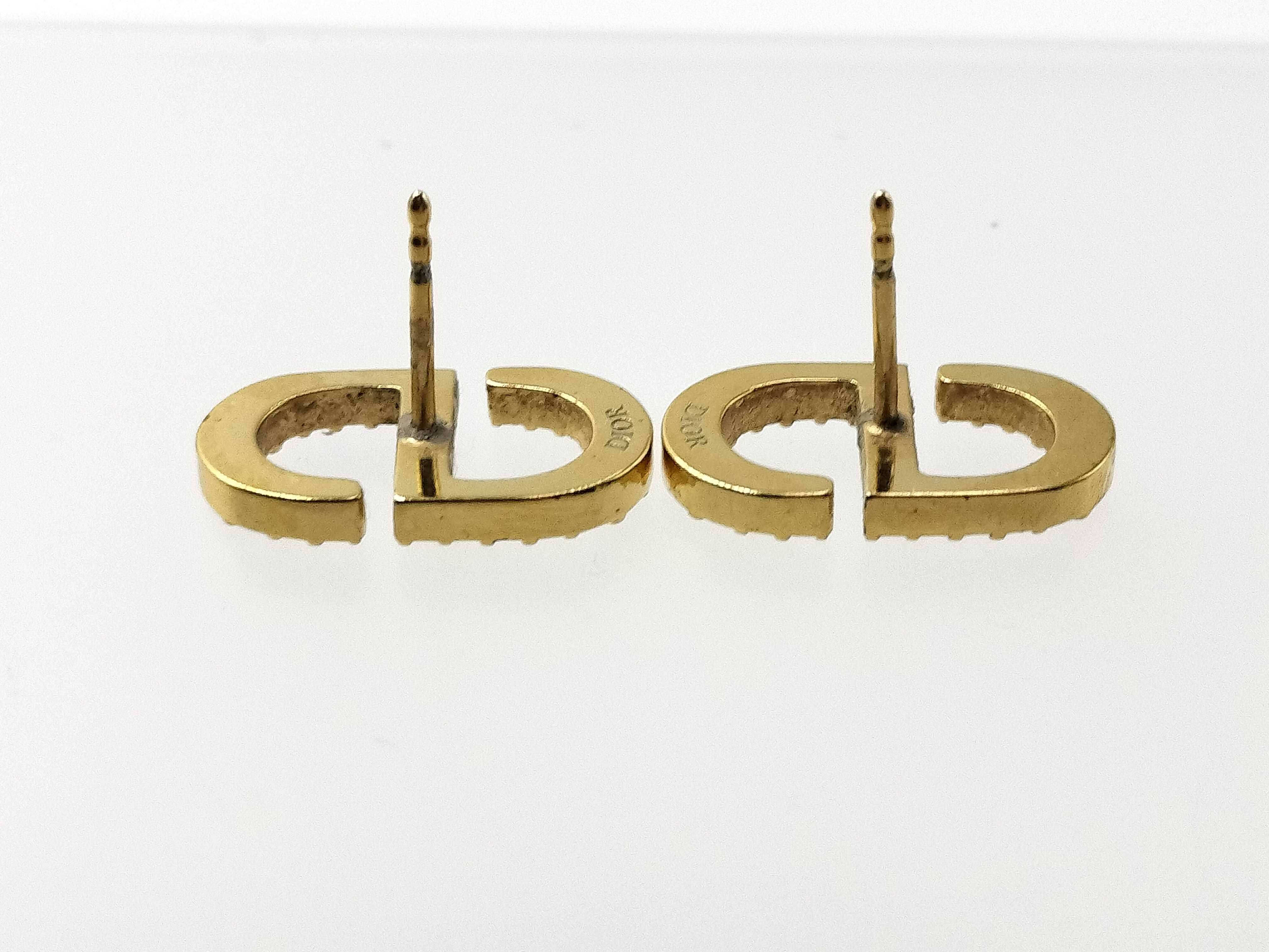 【水曜終了】(10221_0697)Dior CDロゴ ラインストーン ゴールド ピアス