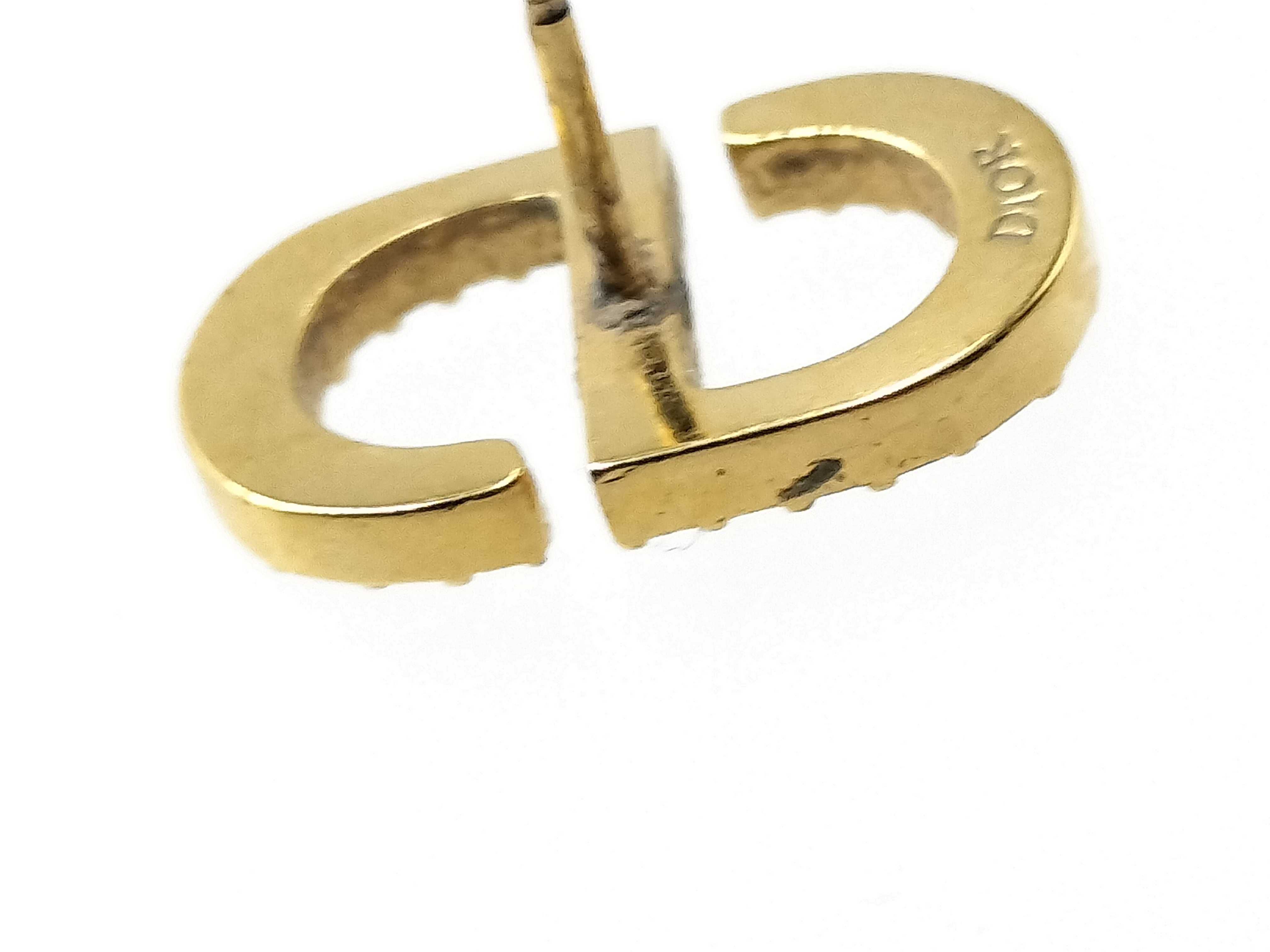 【水曜終了】(10221_0697)Dior CDロゴ ラインストーン ゴールド ピアス