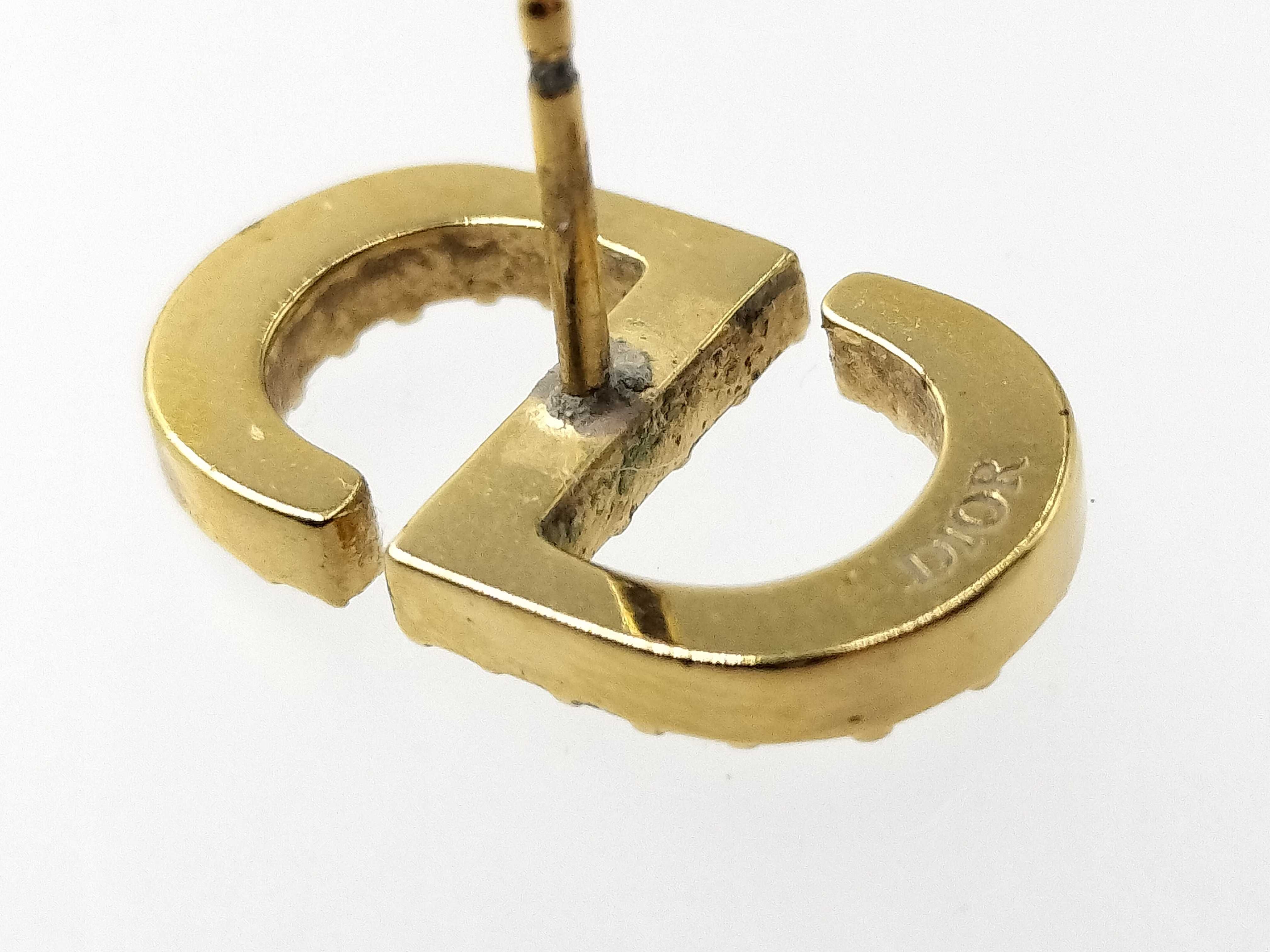 【水曜終了】(10221_0697)Dior CDロゴ ラインストーン ゴールド ピアス