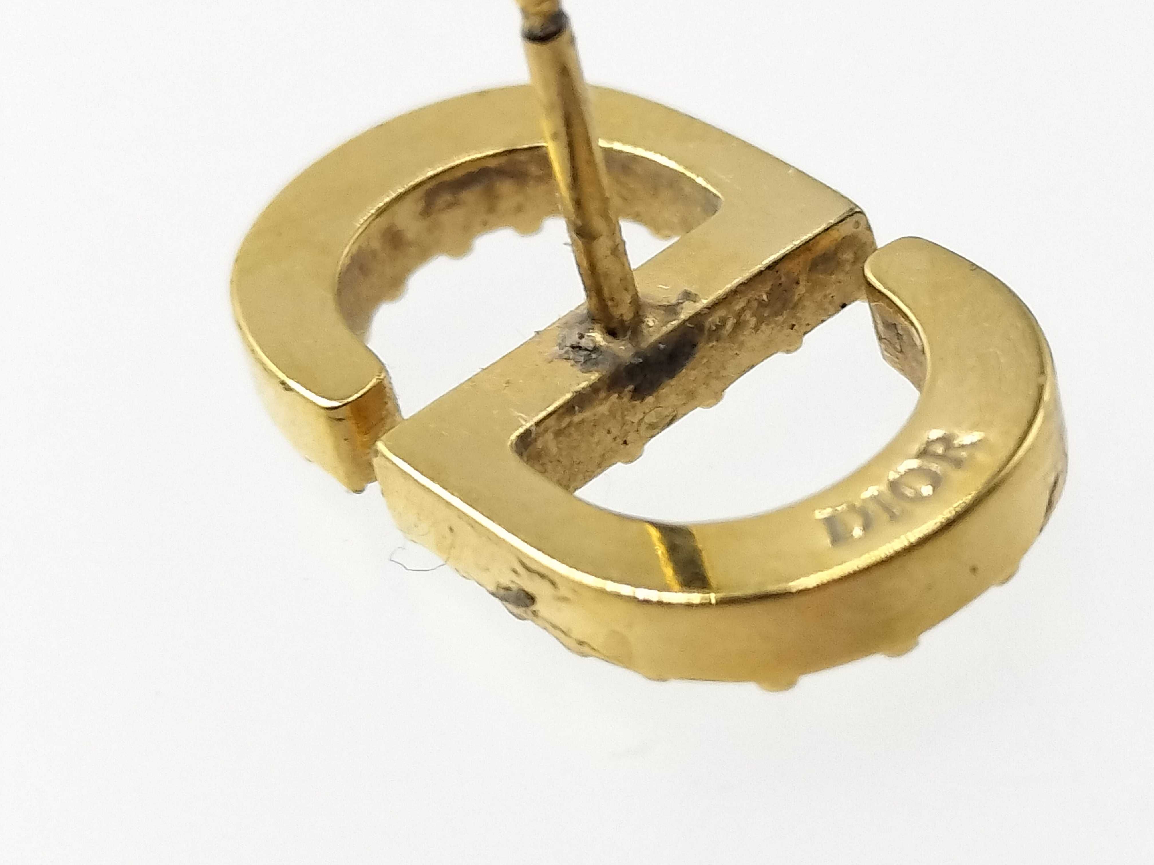 【水曜終了】(10221_0697)Dior CDロゴ ラインストーン ゴールド ピアス
