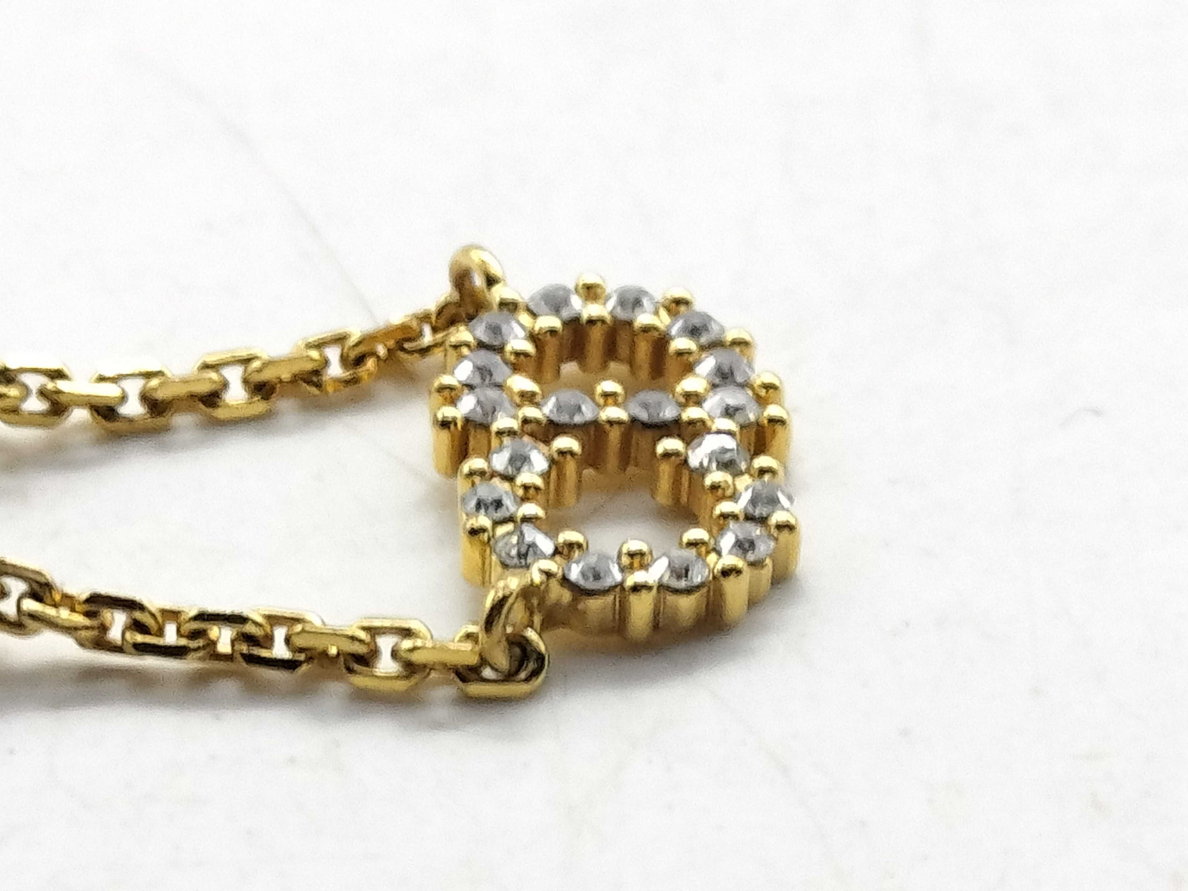【水曜終了】(10221_0626)Dior CDロゴ ラインストーン/パール ゴールドネックレス ネックレス