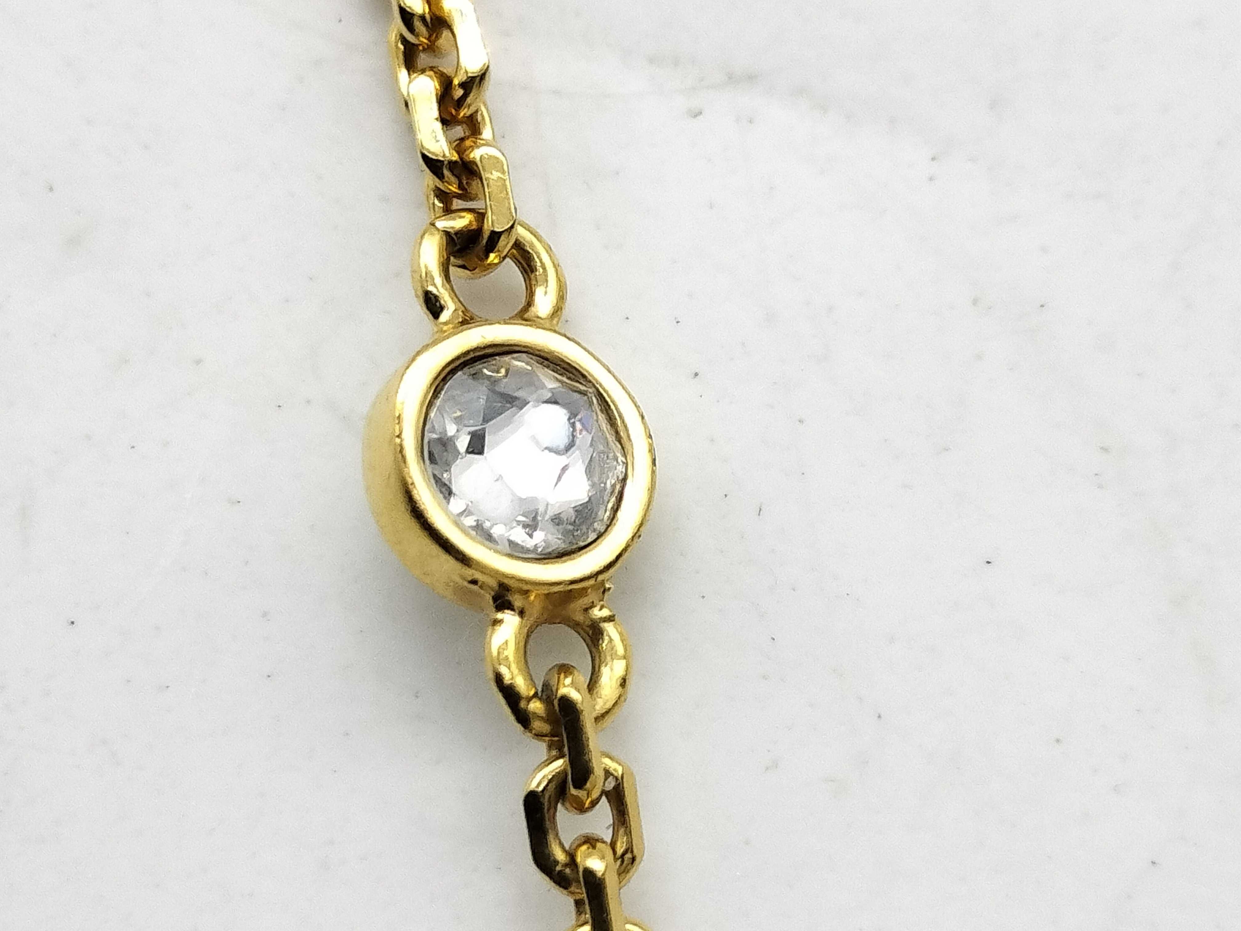【水曜終了】(10221_0626)Dior CDロゴ ラインストーン/パール ゴールドネックレス ネックレス